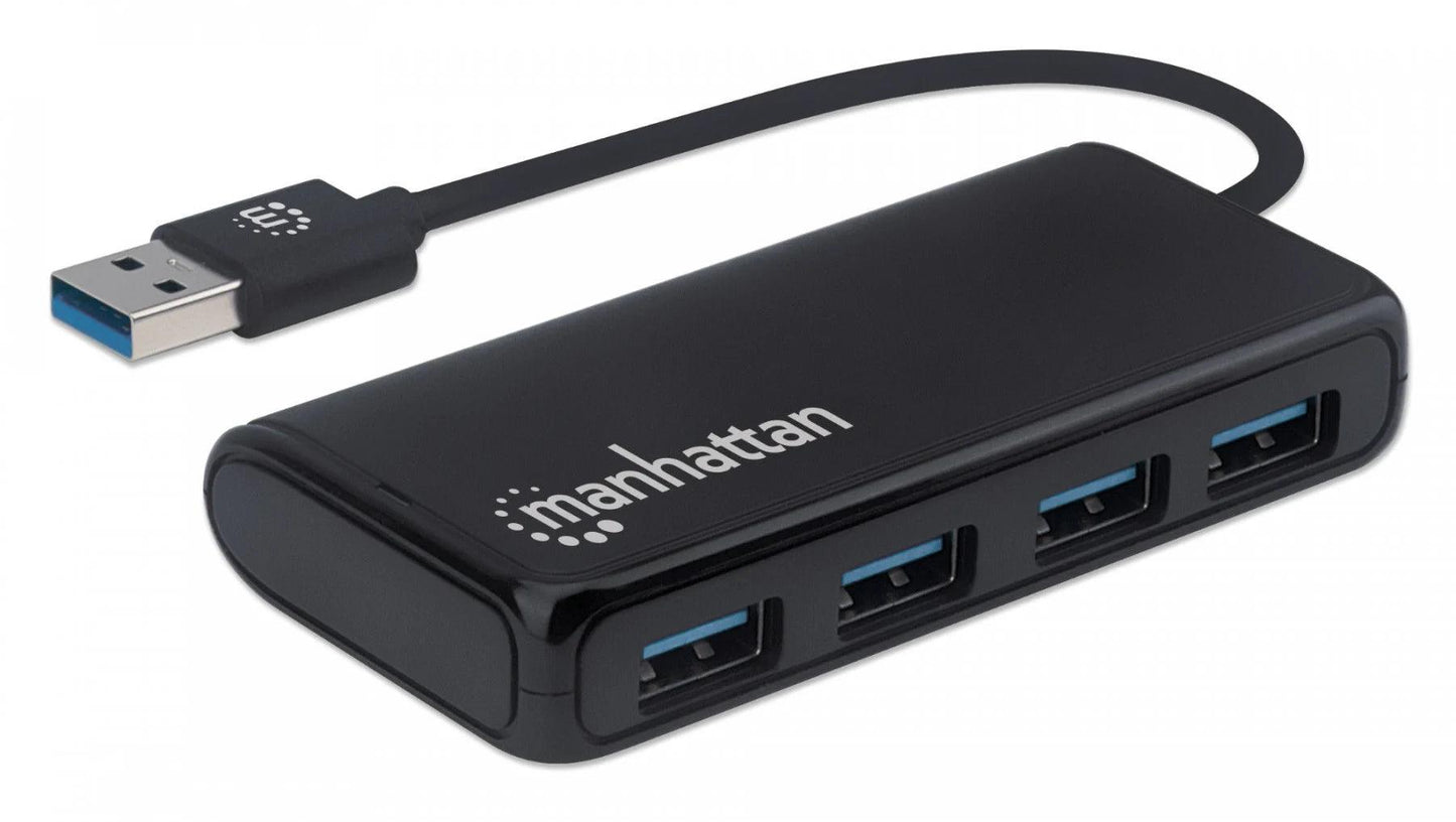 Manhattan 4 portin USB 3.2 Hubi, USB-A, musta - Lourun verkkokauppa