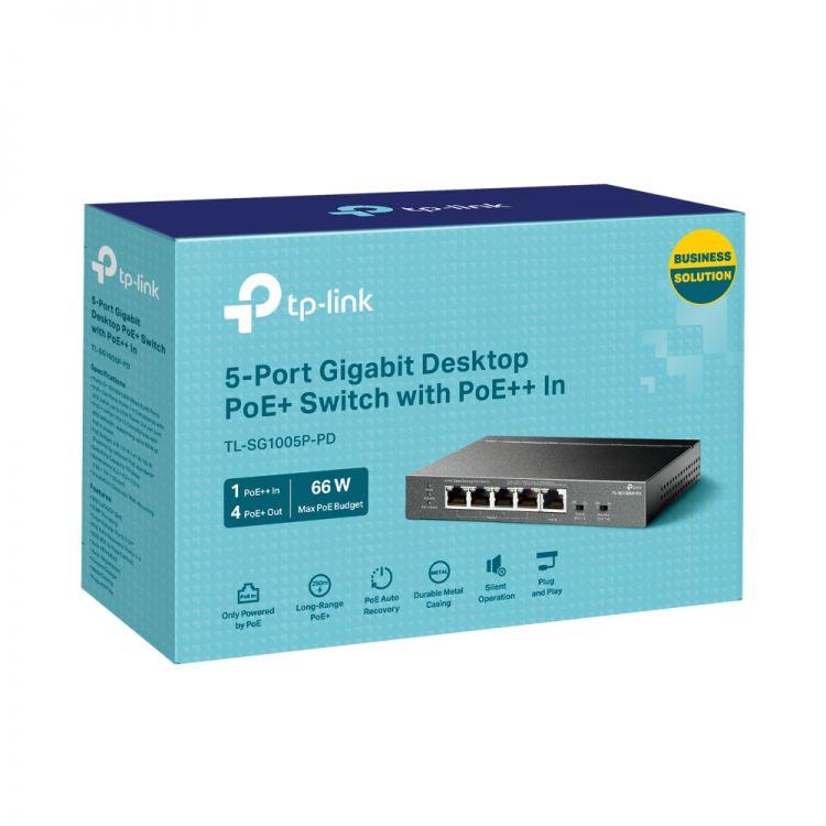 TP-LINK TL-SG1005P-PD PoE+ kytkin - Lourun verkkokauppa