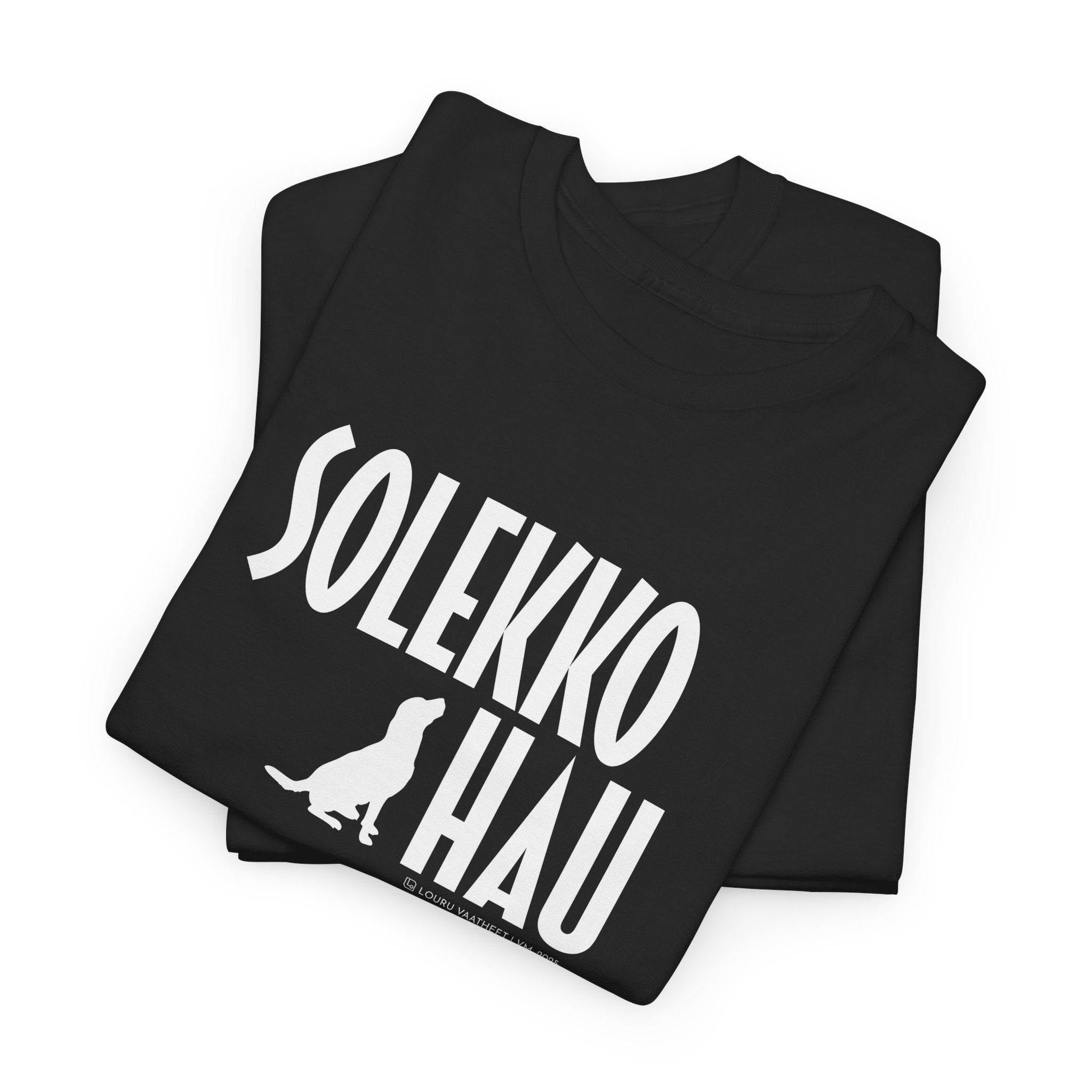 Solekko Hau t-paita, valkoinen teksti | 100% puuvillaa, unisex