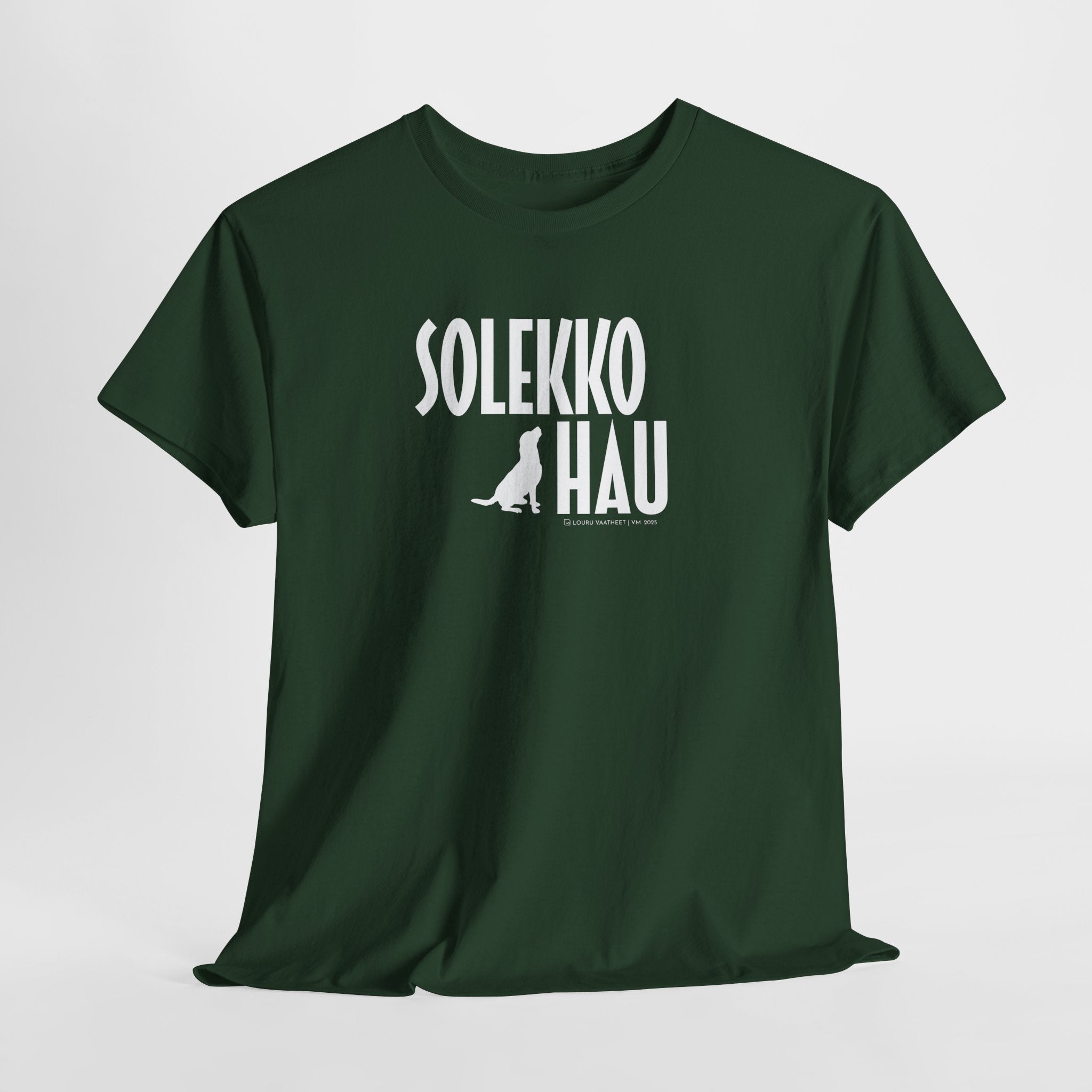 Solekko Hau t-paita, valkoinen teksti | 100% puuvillaa, unisex