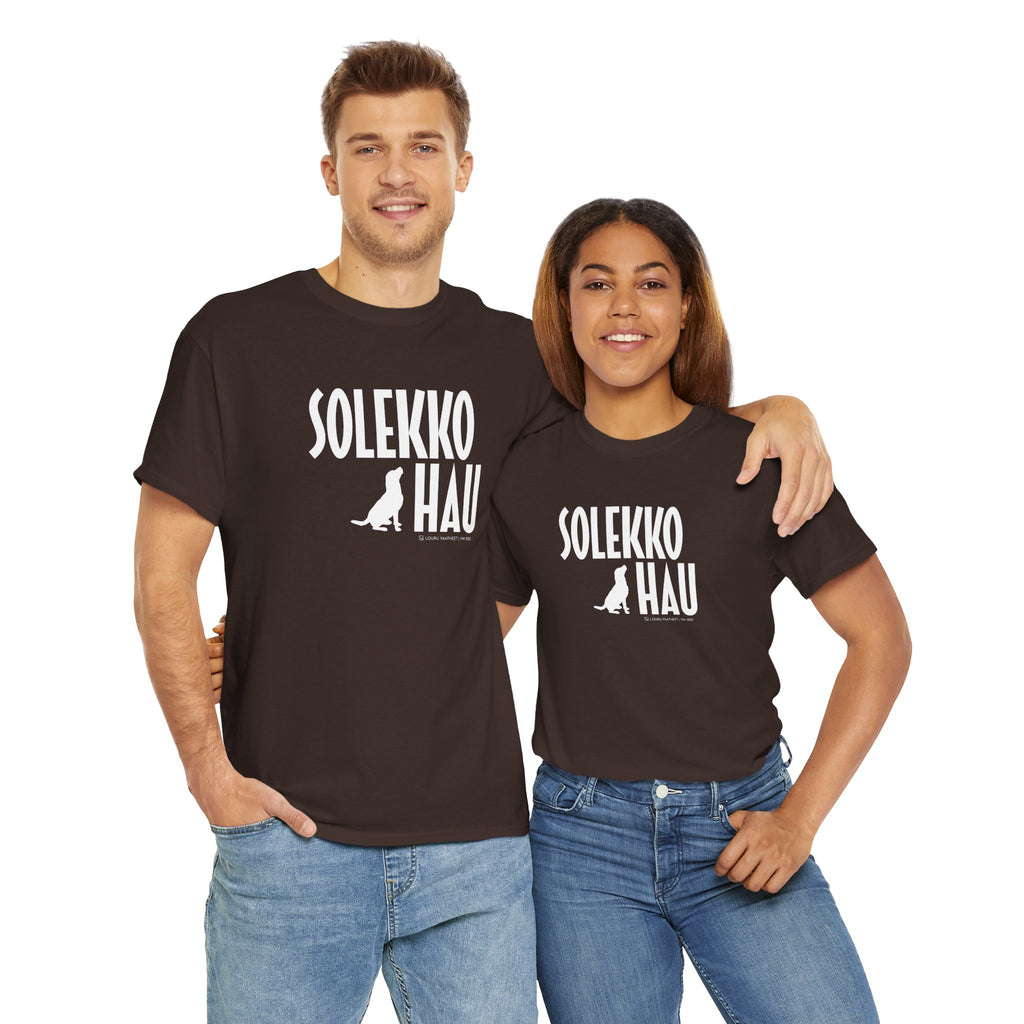 Solekko Hau t-paita, valkoinen teksti | 100% puuvillaa, unisex