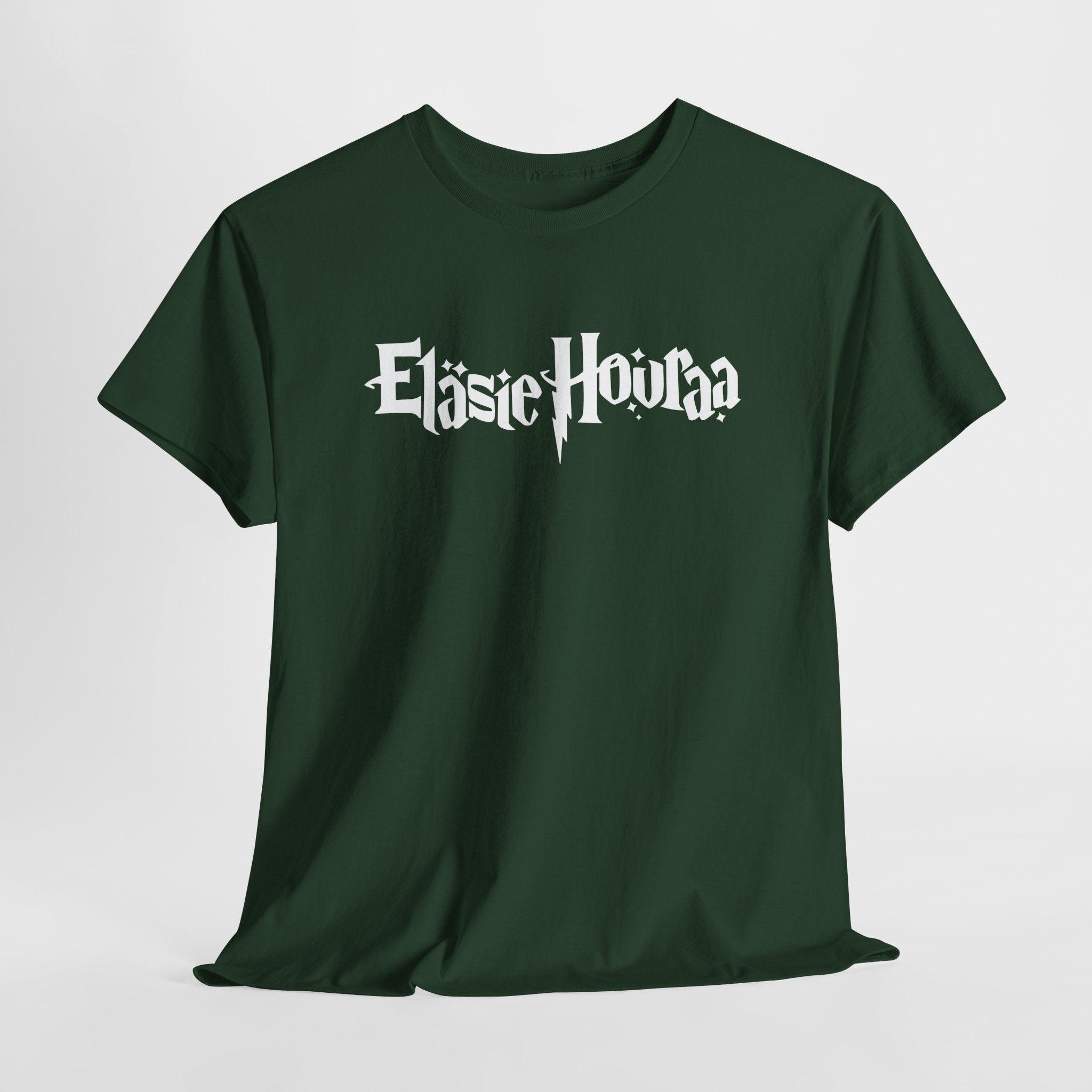 Eläsie Houraa t-paita, valkoinen teksti | 100% puuvillaa, unisex - Lourun verkkokauppa