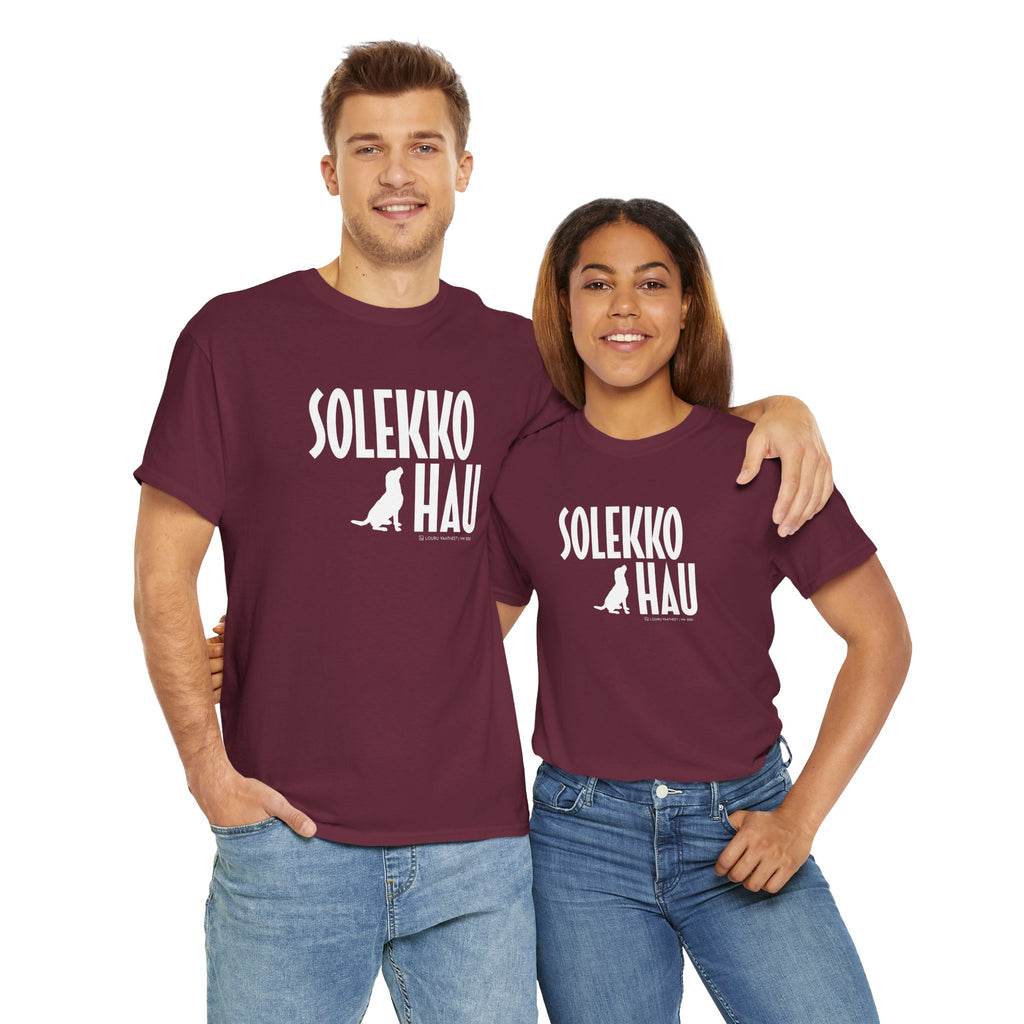 Solekko Hau t-paita, valkoinen teksti | 100% puuvillaa, unisex