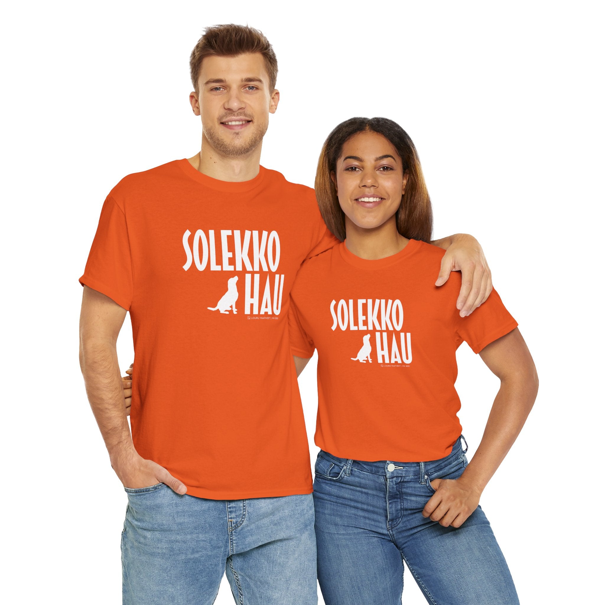 Solekko Hau t-paita, valkoinen teksti | 100% puuvillaa, unisex
