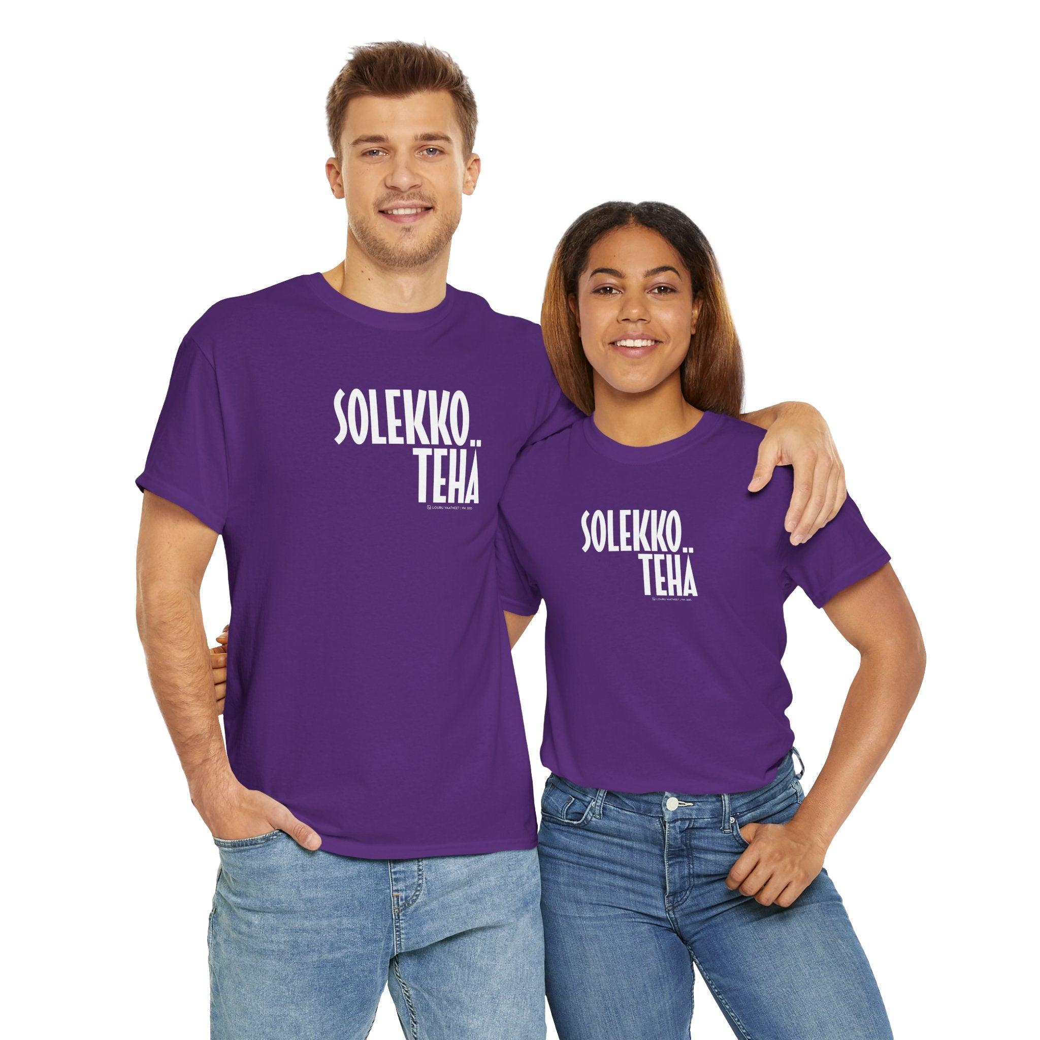 Solekko tehä t-paita, valkoinen teksti | 100% puuvillaa, unisex - Lourun verkkokauppa