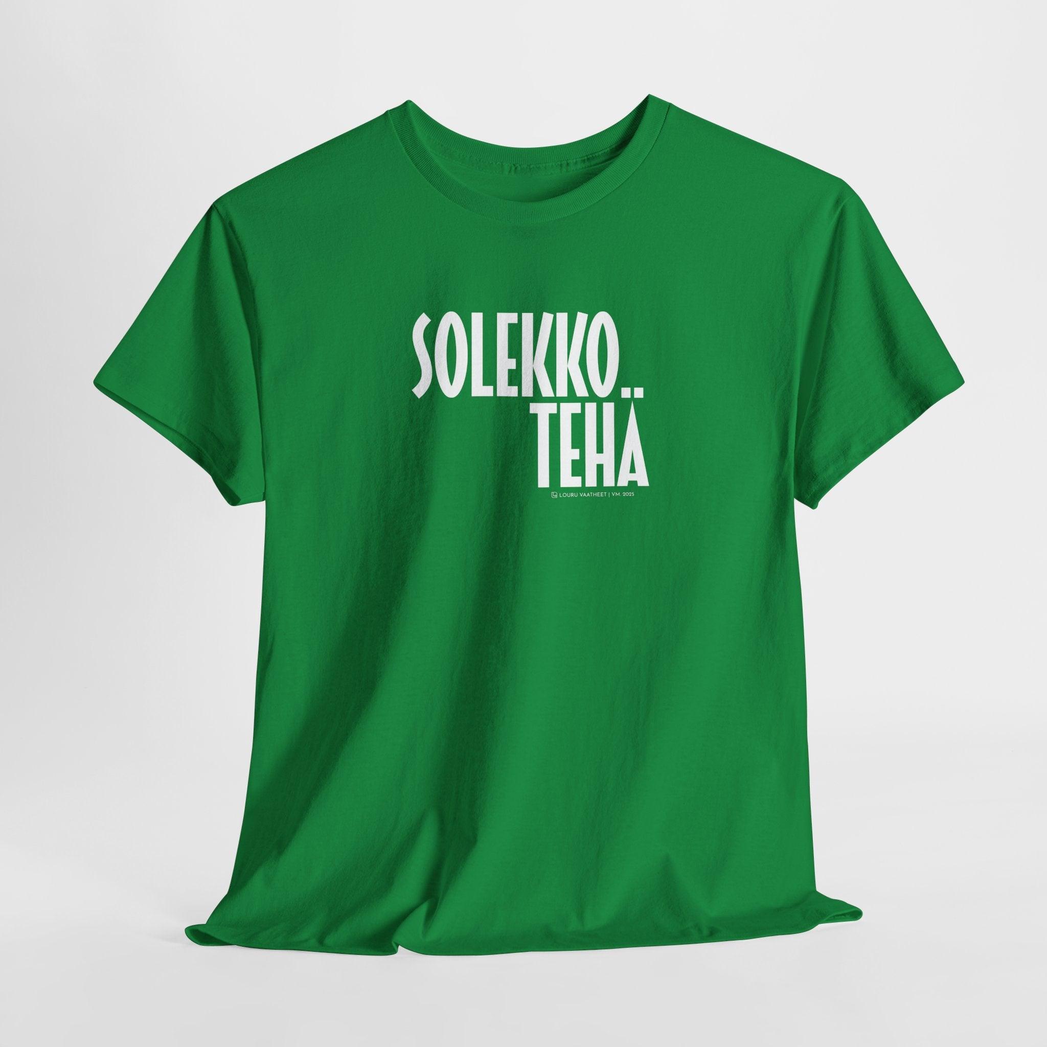 Solekko tehä t-paita, valkoinen teksti | 100% puuvillaa, unisex - Lourun verkkokauppa