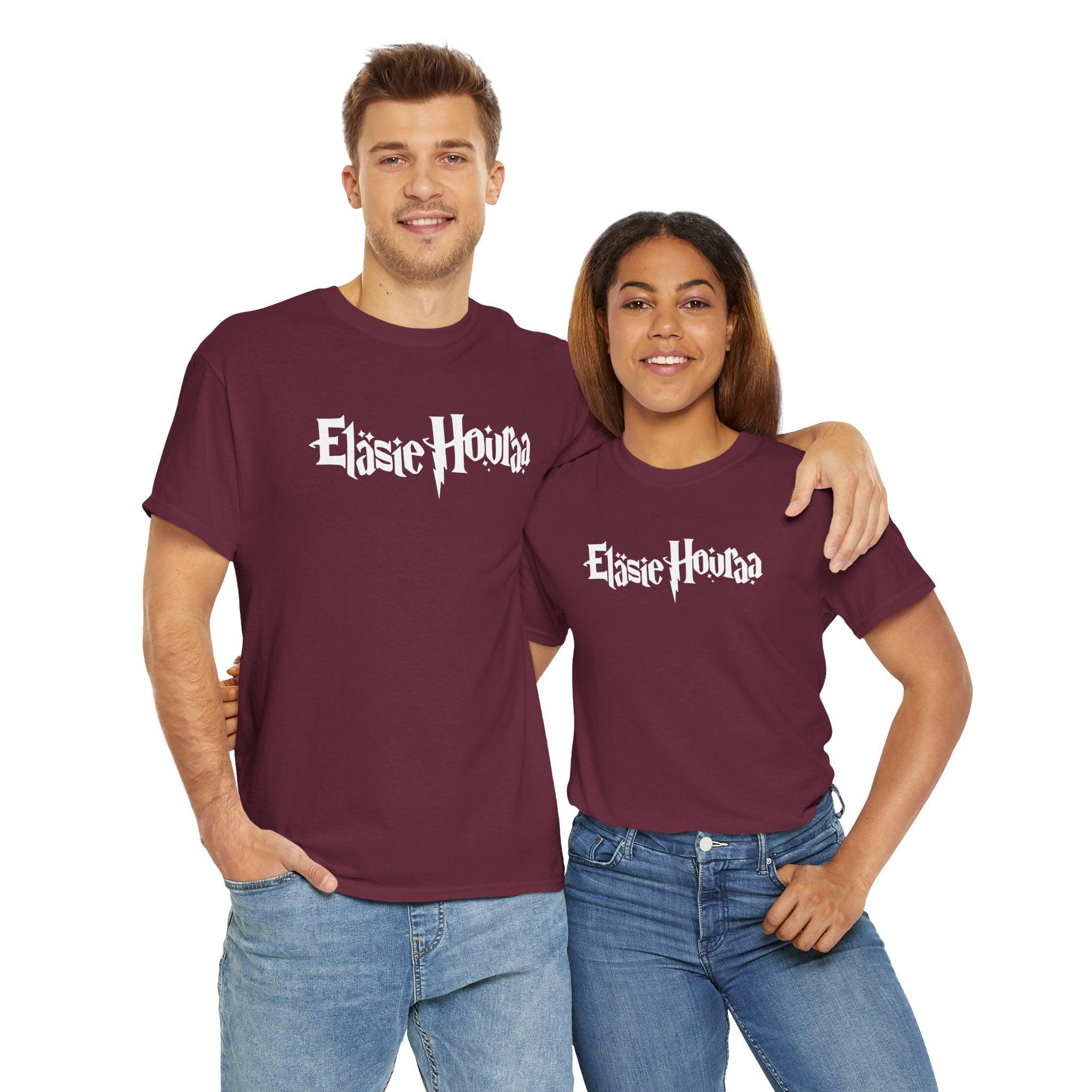 Eläsie Houraa t-paita, valkoinen teksti | 100% puuvillaa, unisex - Lourun verkkokauppa