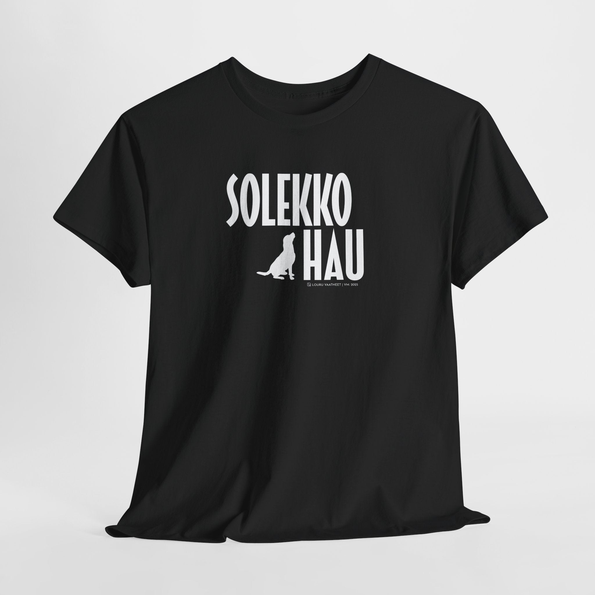 Solekko Hau t-paita, valkoinen teksti | 100% puuvillaa, unisex