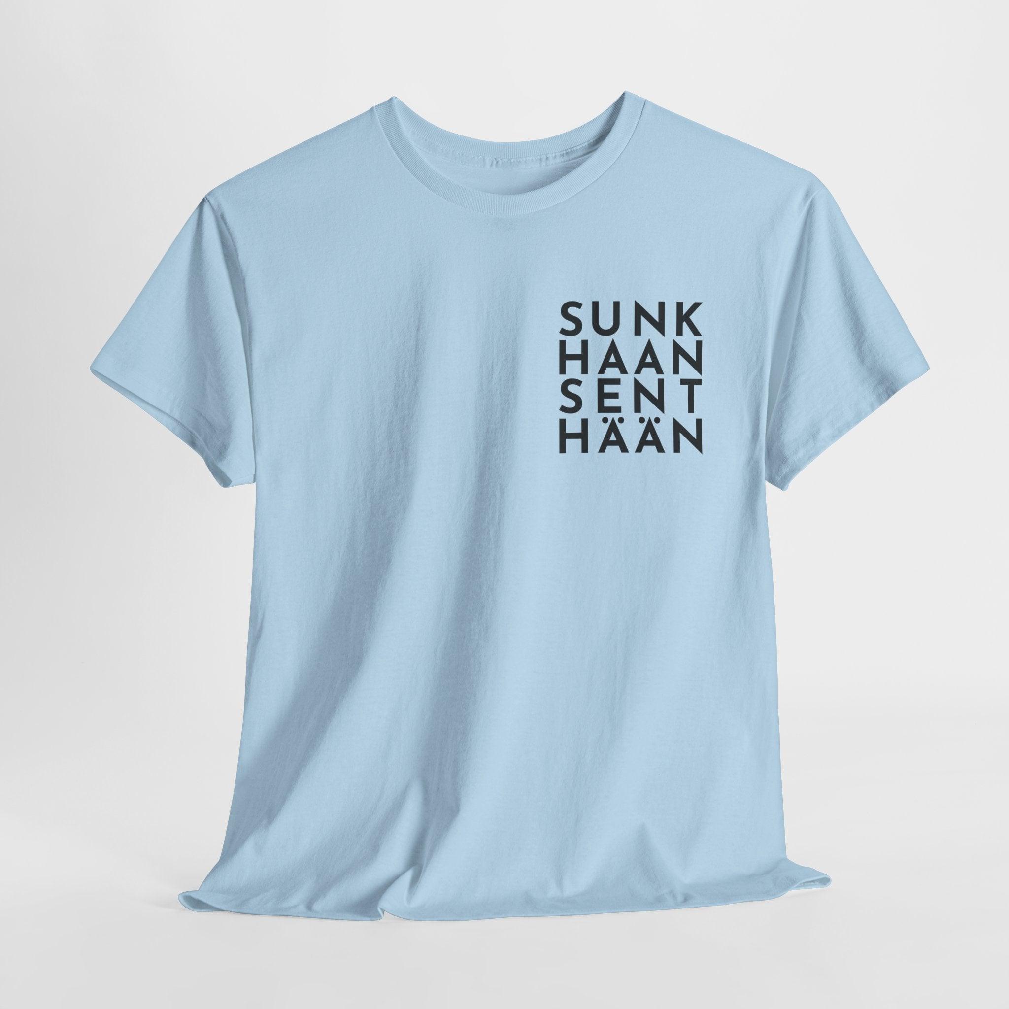 Sunkhaan Senthään t-paita, musta teksti | 100% puuvillaa, unisex - Lourun verkkokauppa