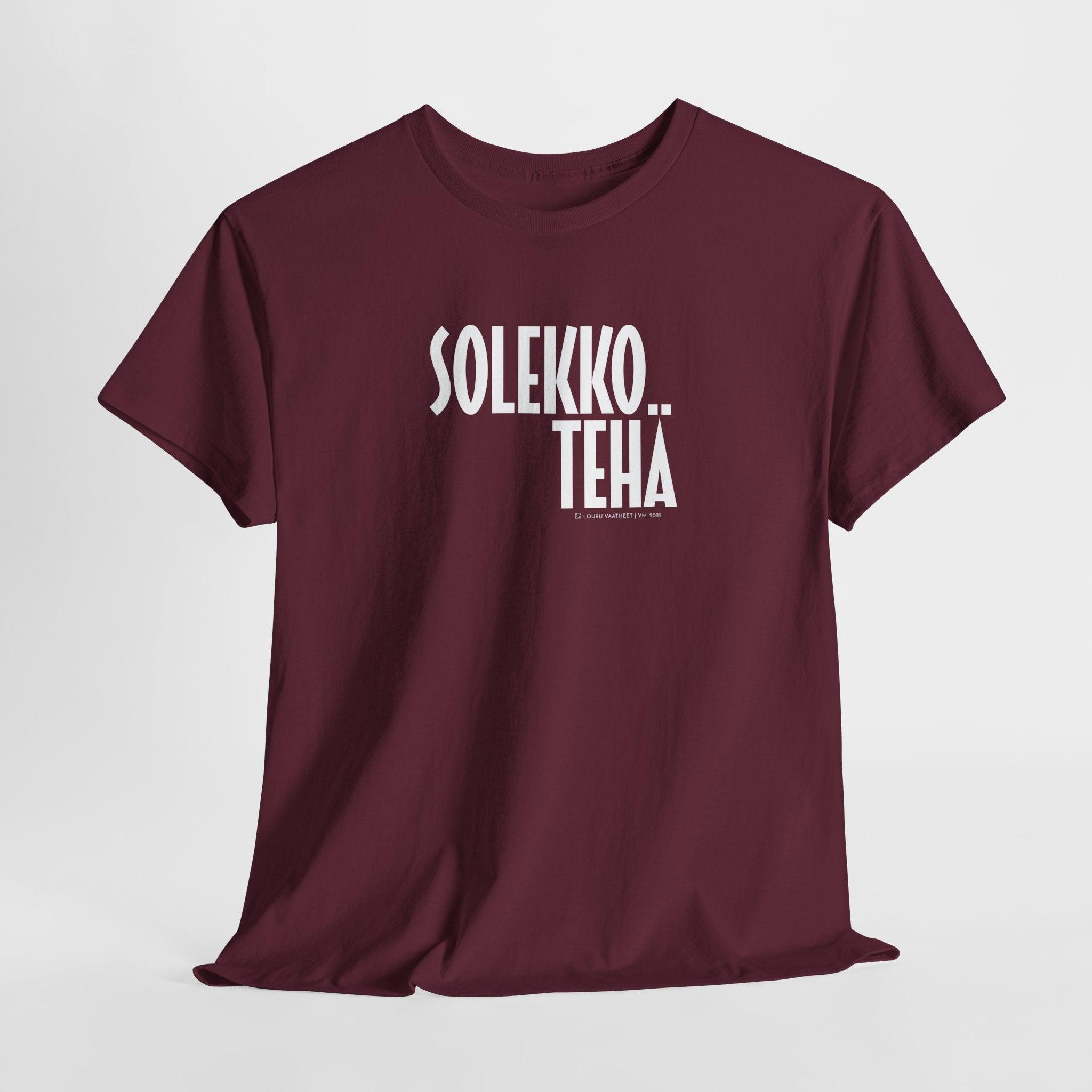 Solekko tehä t-paita, valkoinen teksti | 100% puuvillaa, unisex - Lourun verkkokauppa