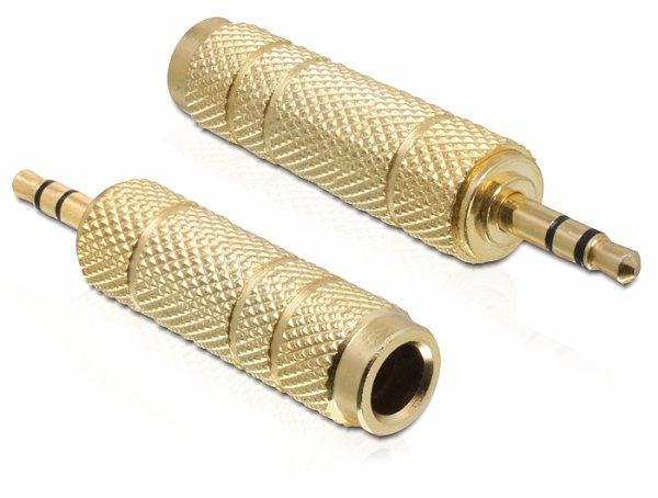 Delock Stereo plug 3.5 mm 3 pin > Stereo jack 6.35 mm 3 pin metal adapteri - Lourun verkkokauppa