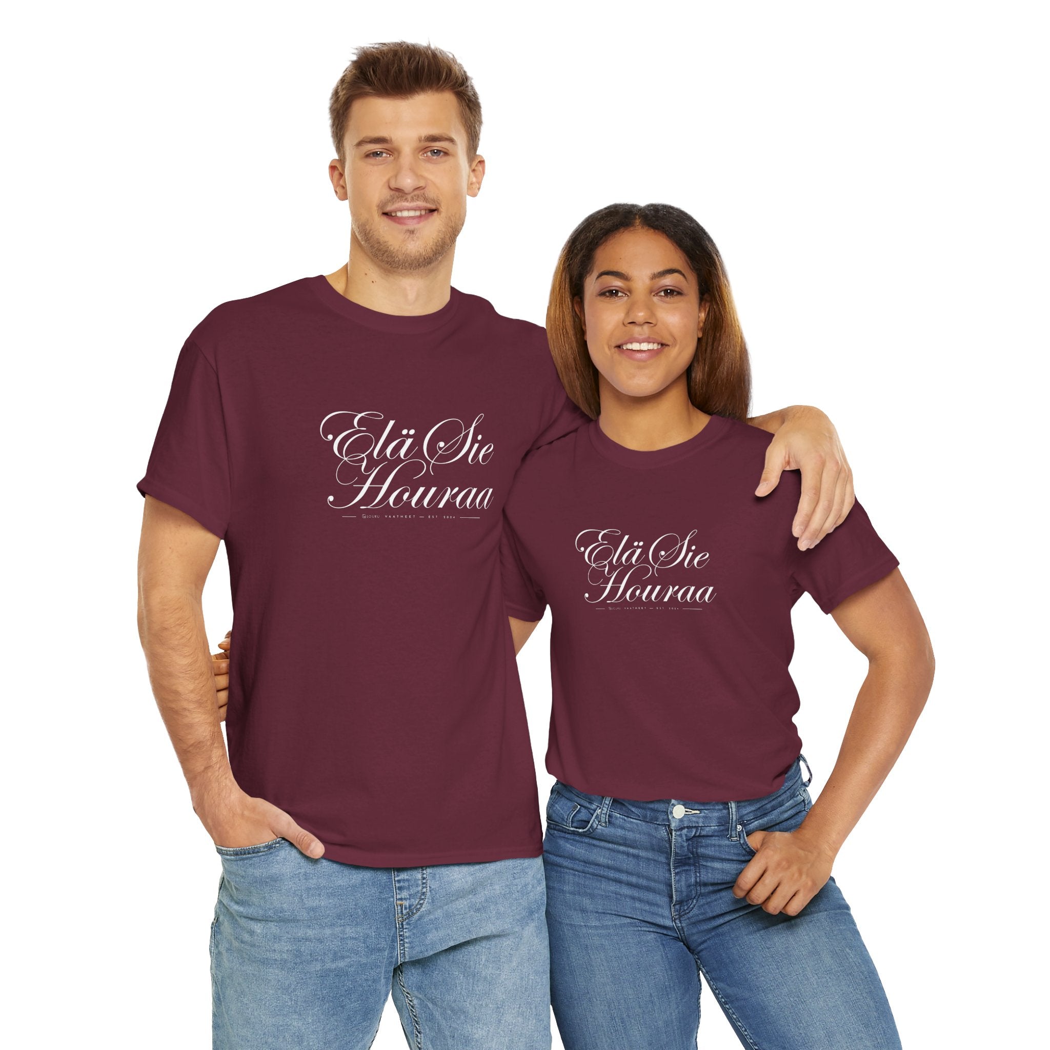 Elä sie houraa T-paita – Suomalaista huumoria luksusmuodin hengessä | 100% puuvillaa | unisex