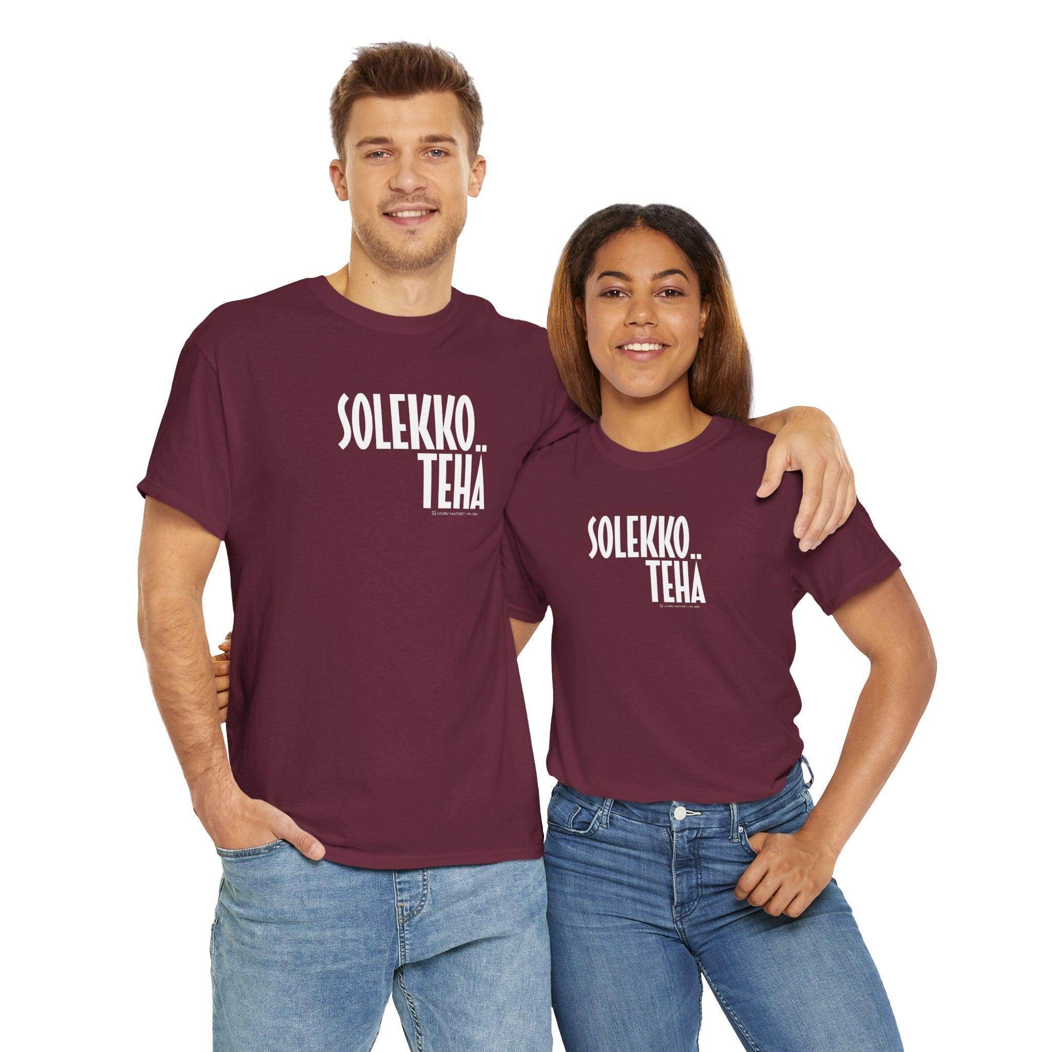 Solekko tehä t-paita, valkoinen teksti | 100% puuvillaa, unisex - Lourun verkkokauppa