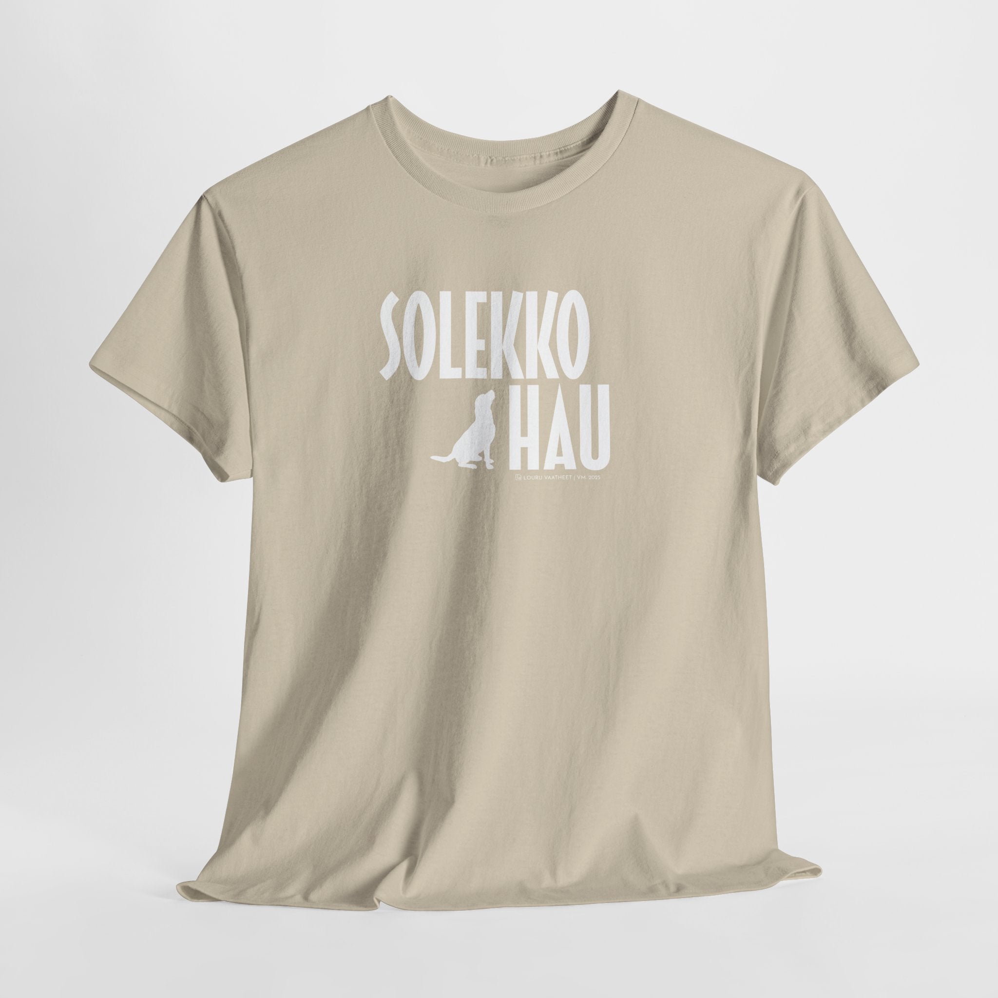 Solekko Hau t-paita, valkoinen teksti | 100% puuvillaa, unisex