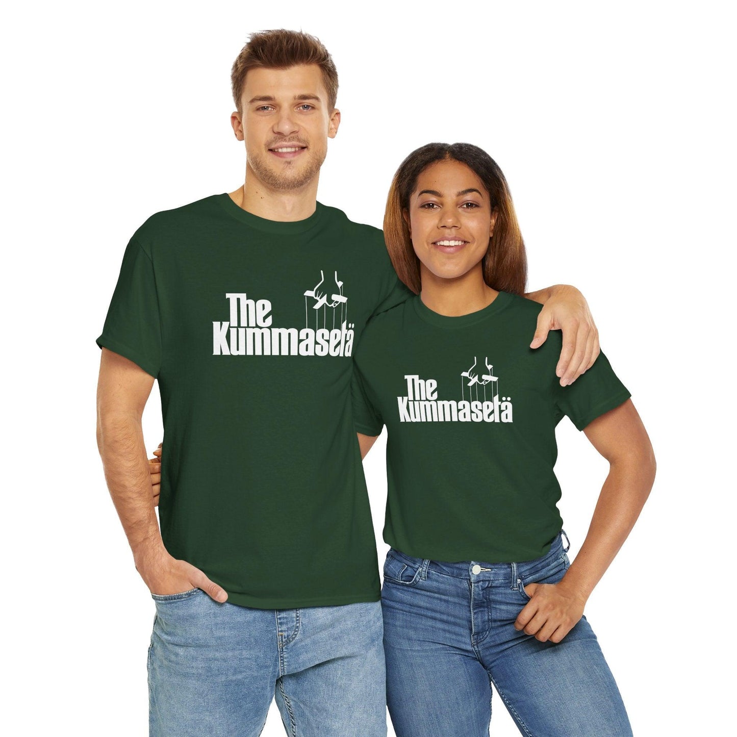The Kummasetä t-paita, valkoinen teksti | 100% puuvillaa, unisex - Lourun verkkokauppa