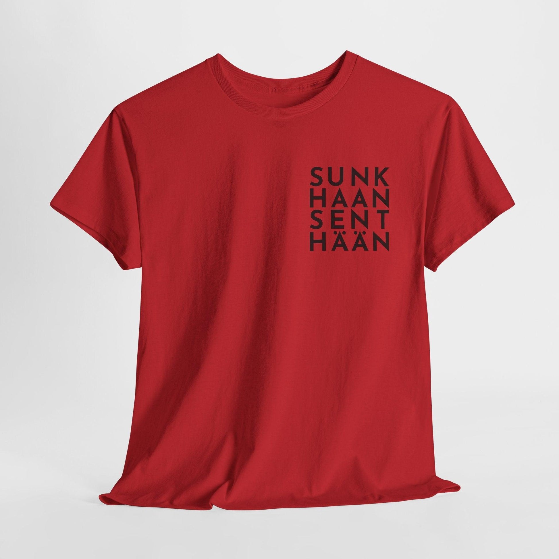 Sunkhaan Senthään t-paita, musta teksti | 100% puuvillaa, unisex - Lourun verkkokauppa