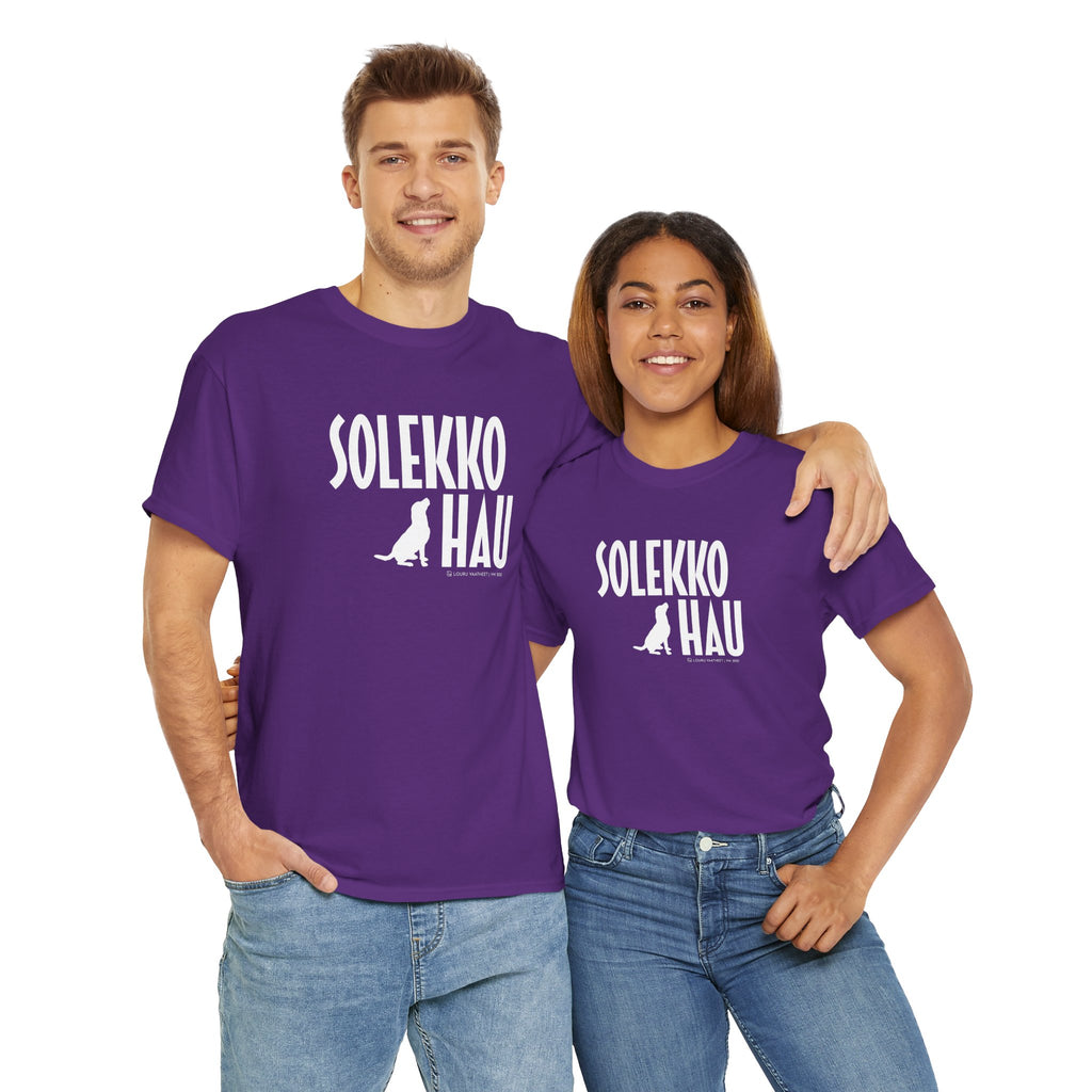 Solekko Hau t-paita, valkoinen teksti | 100% puuvillaa, unisex