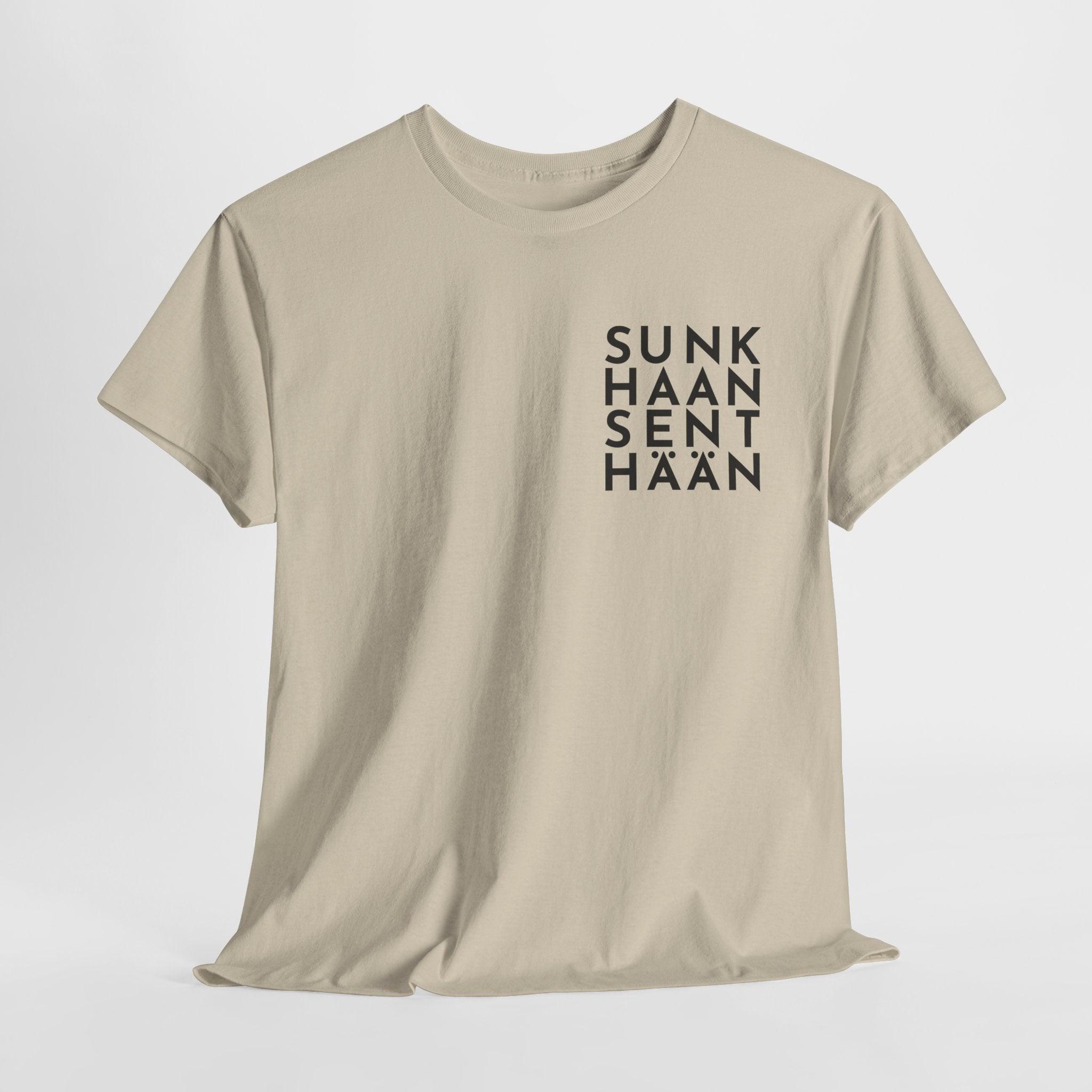 Sunkhaan Senthään t-paita, musta teksti | 100% puuvillaa, unisex - Lourun verkkokauppa