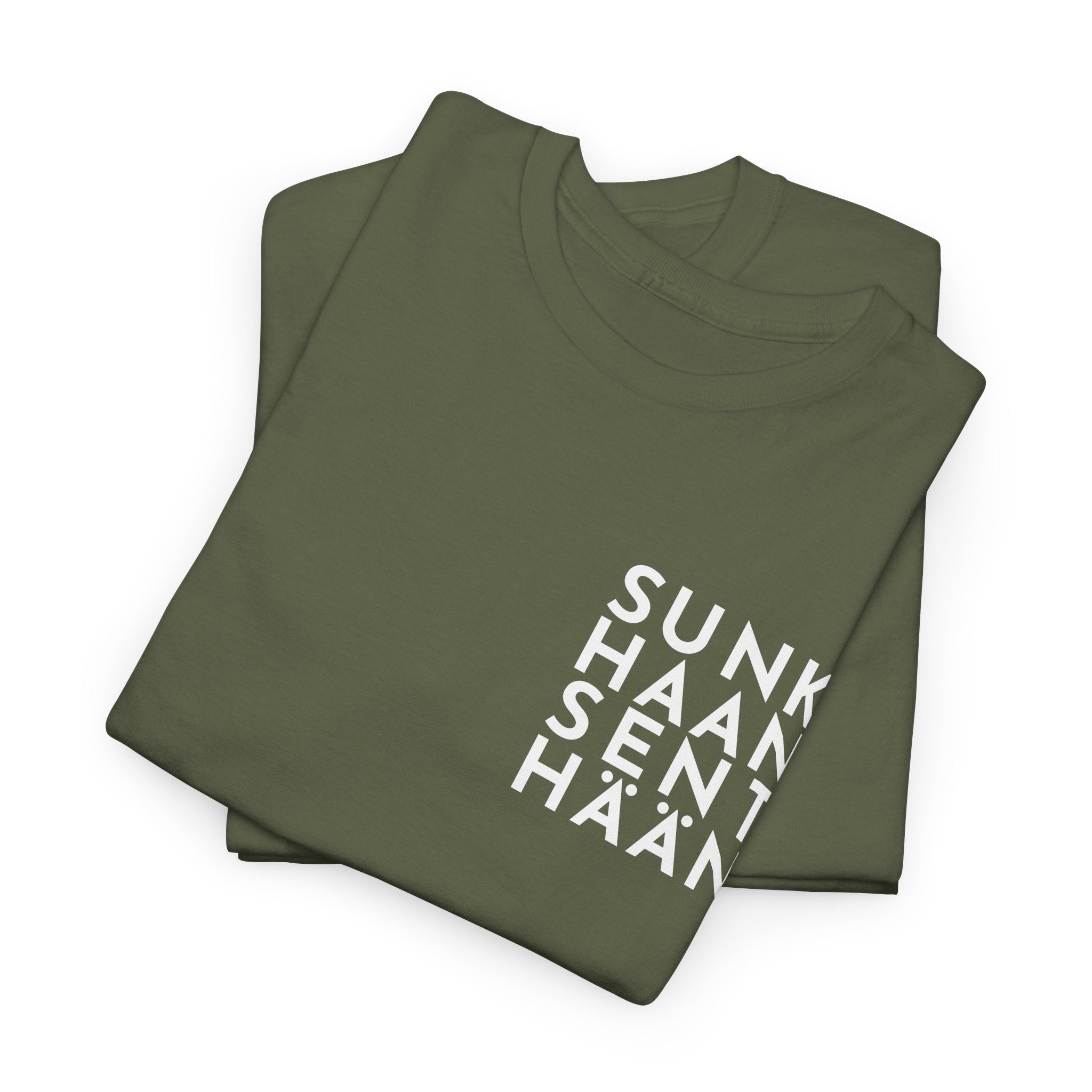 Sunkhaan Senthään t-paita, valkoinen teksti | 100% puuvillaa, unisex