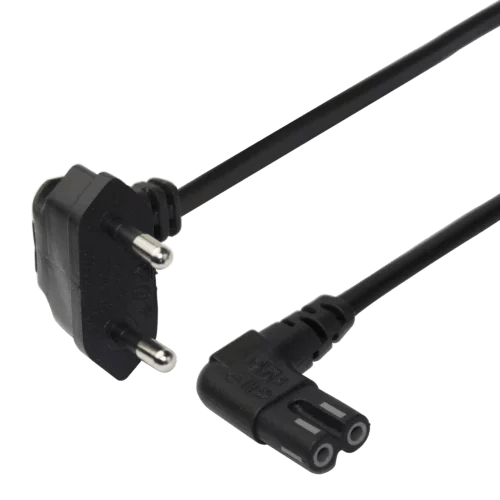 DELTACO virtajohto CEE 7/16 - C7 angled 3m - Lourun verkkokauppa