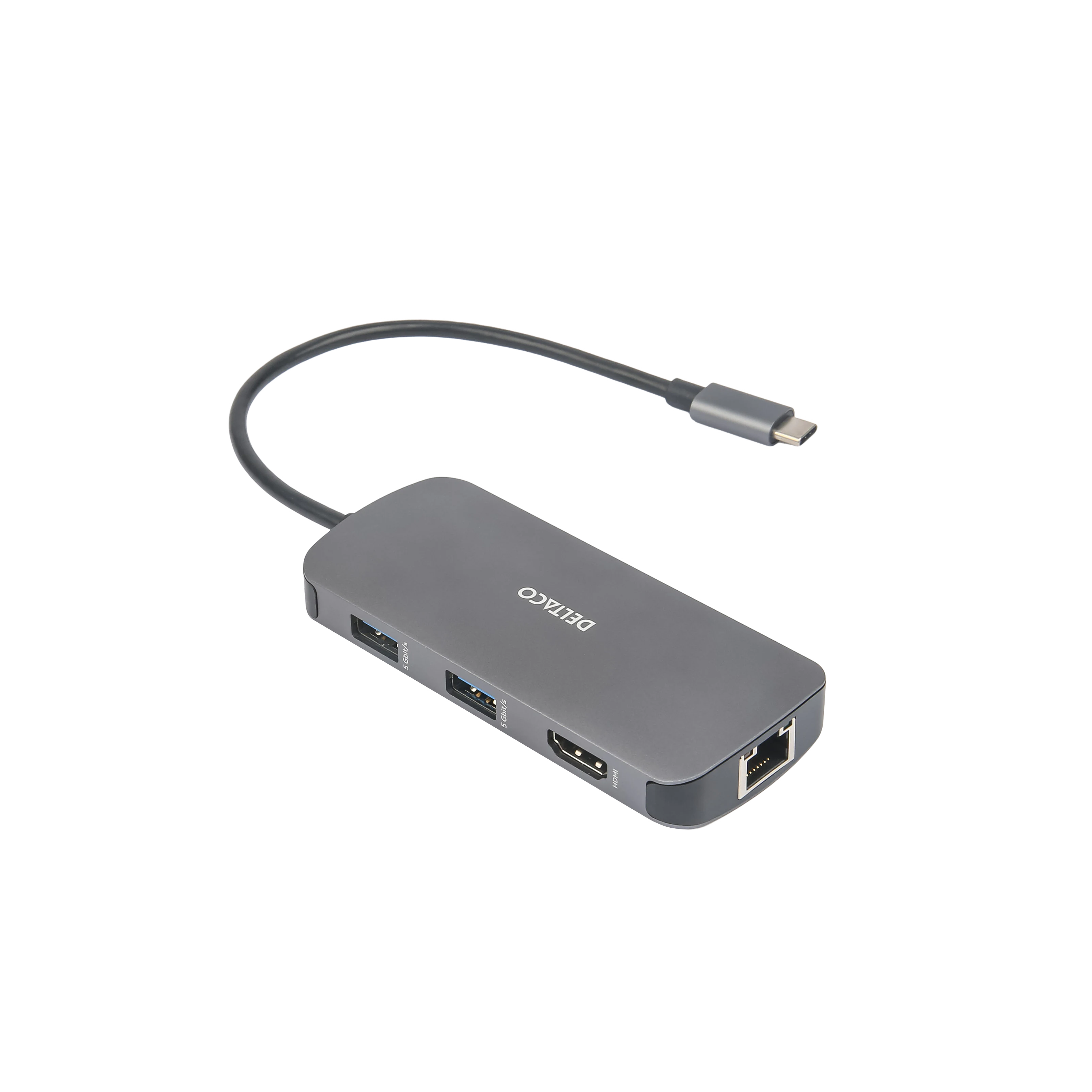DELTACO USB-C-telakka, 3x USB-A, SD/microSD, RJ45, HDMI - Lourun verkkokauppa