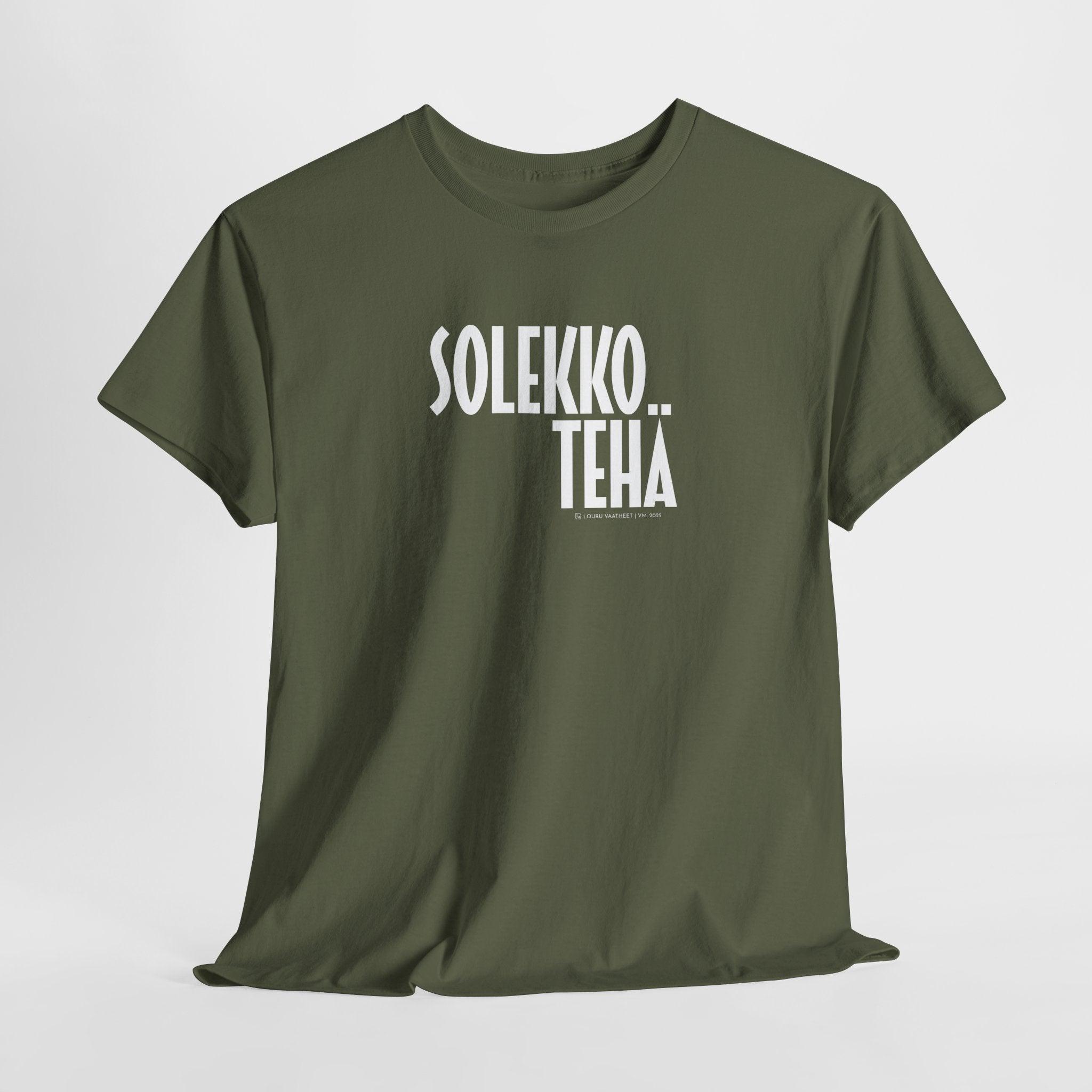 Solekko tehä t-paita, valkoinen teksti | 100% puuvillaa, unisex - Lourun verkkokauppa