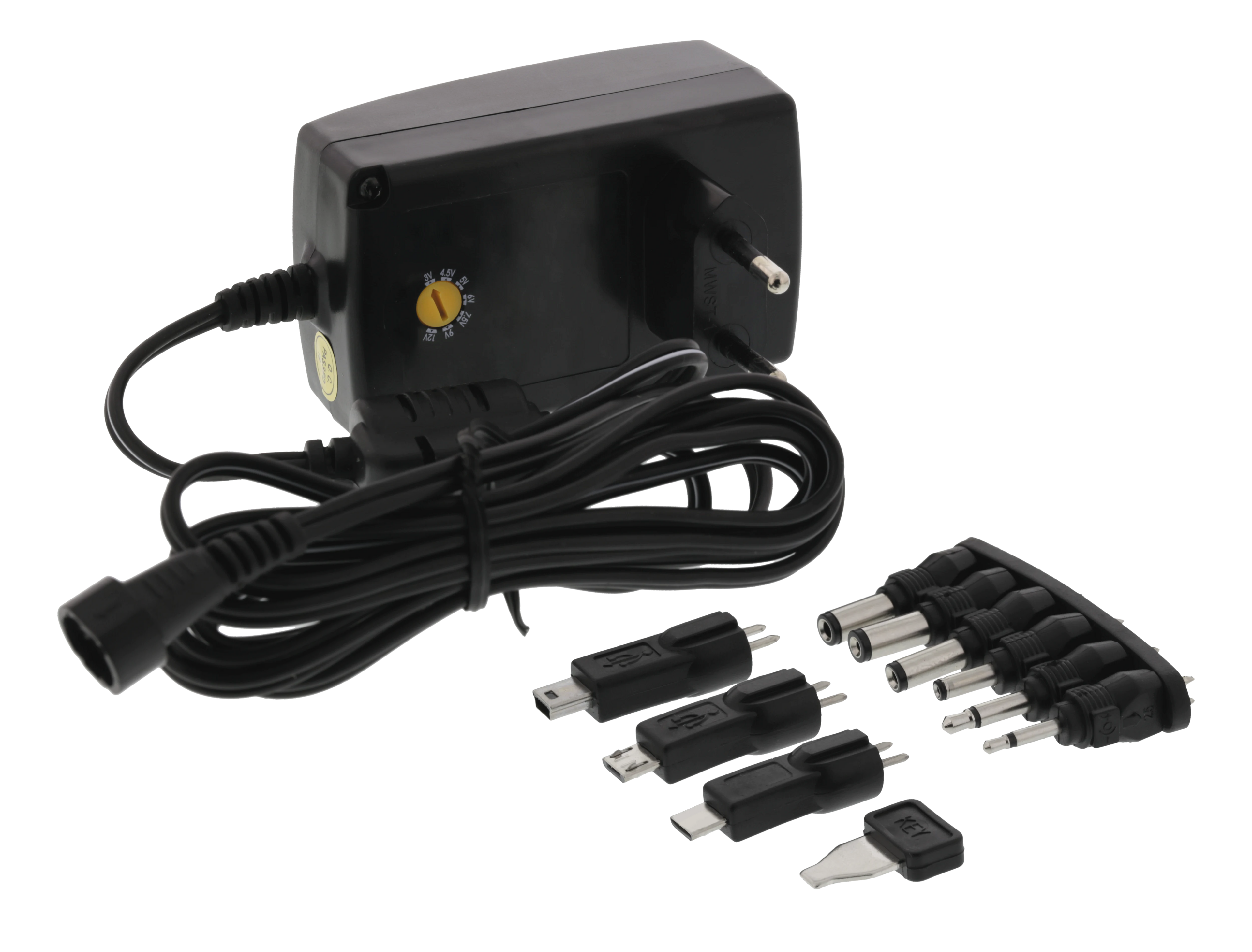 Nordic Quality AC/DC 3-12V, 6.7-27W, 2250mAh virta-adapteri vaihtopäillä