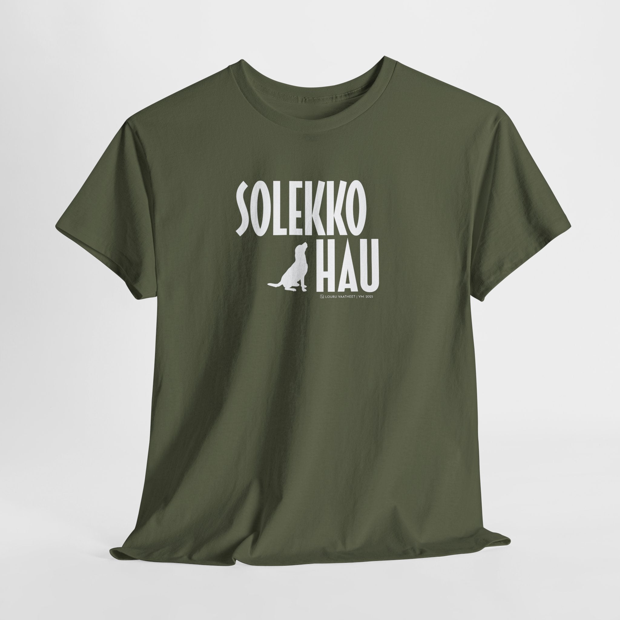 Solekko Hau t-paita, valkoinen teksti | 100% puuvillaa, unisex