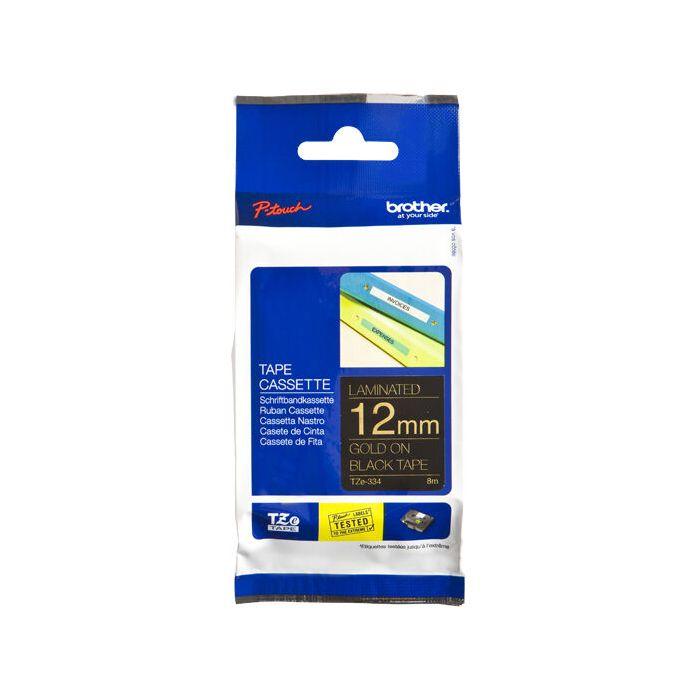 Brother TZe-335 12mm kultainen mustalla pohjalla - Lourun verkkokauppa