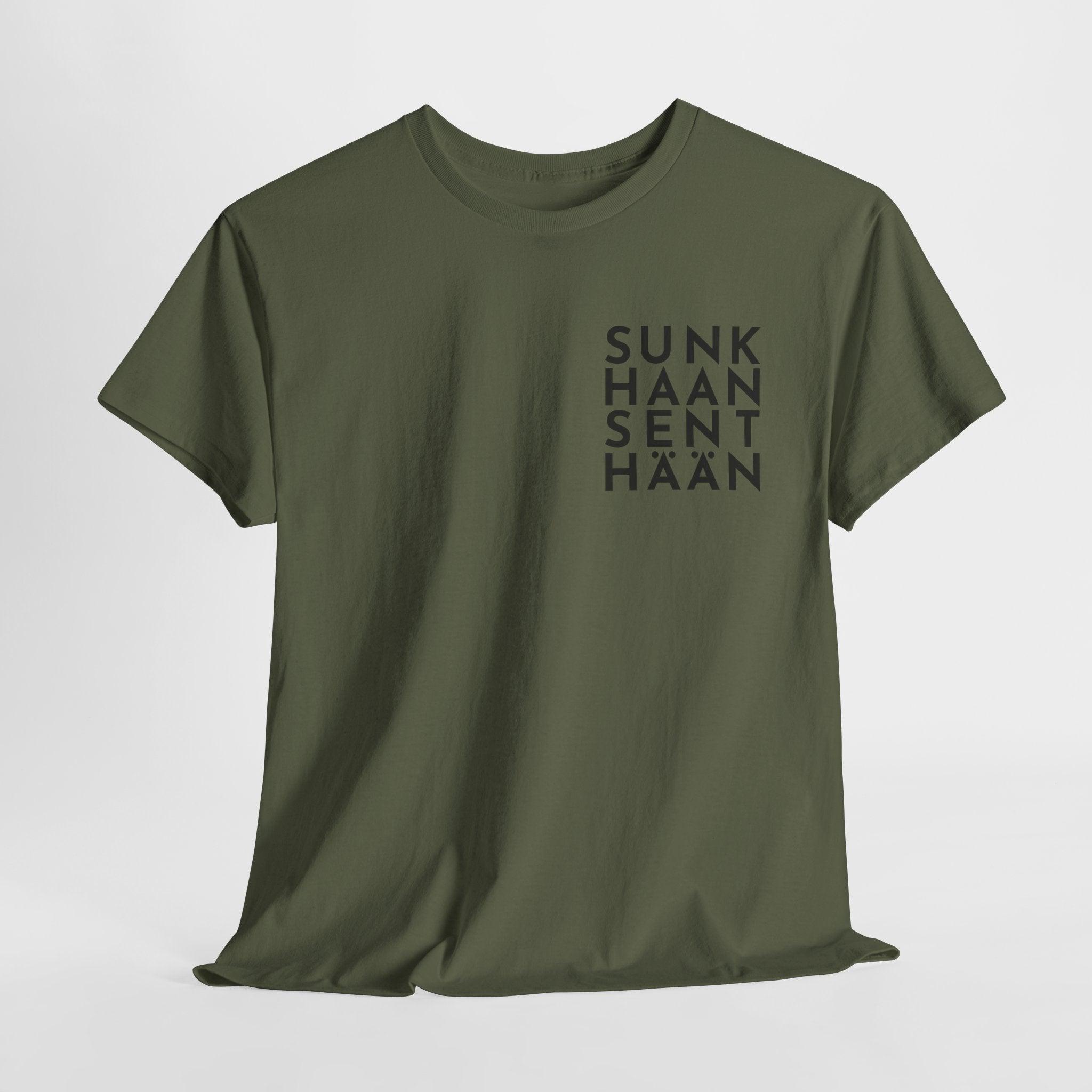 Sunkhaan Senthään t-paita, musta teksti | 100% puuvillaa, unisex - Lourun verkkokauppa