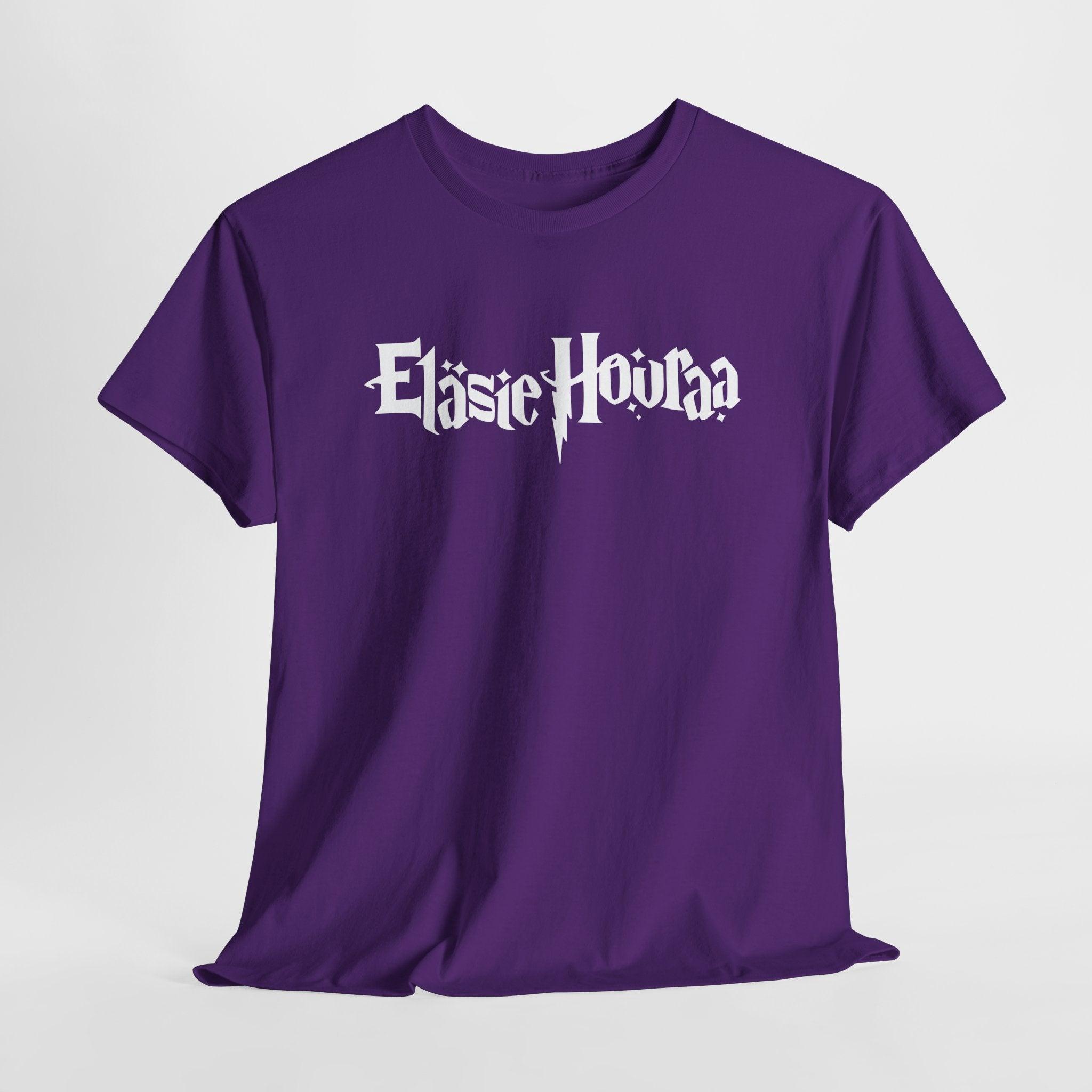 Eläsie Houraa t-paita, valkoinen teksti | 100% puuvillaa, unisex - Lourun verkkokauppa