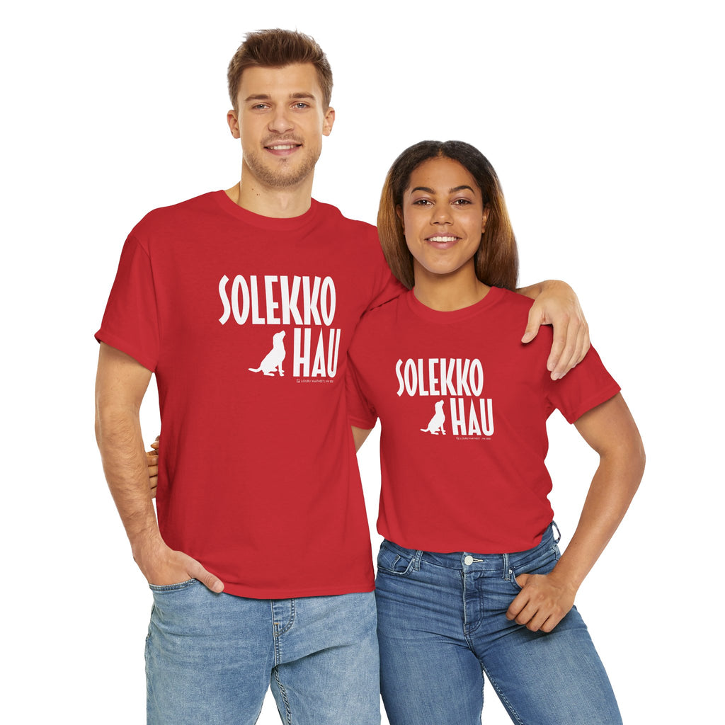 Solekko Hau t-paita, valkoinen teksti | 100% puuvillaa, unisex