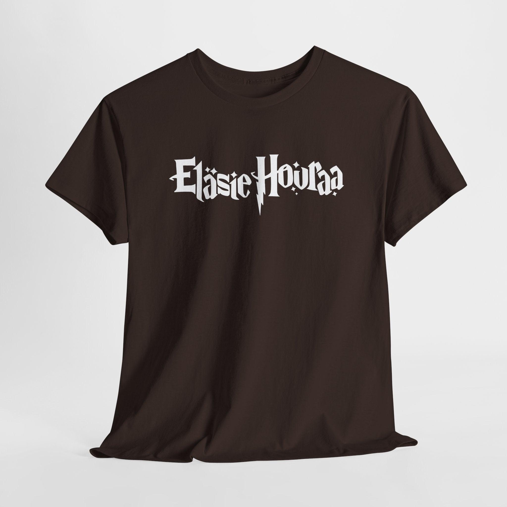 Eläsie Houraa t-paita, valkoinen teksti | 100% puuvillaa, unisex - Lourun verkkokauppa