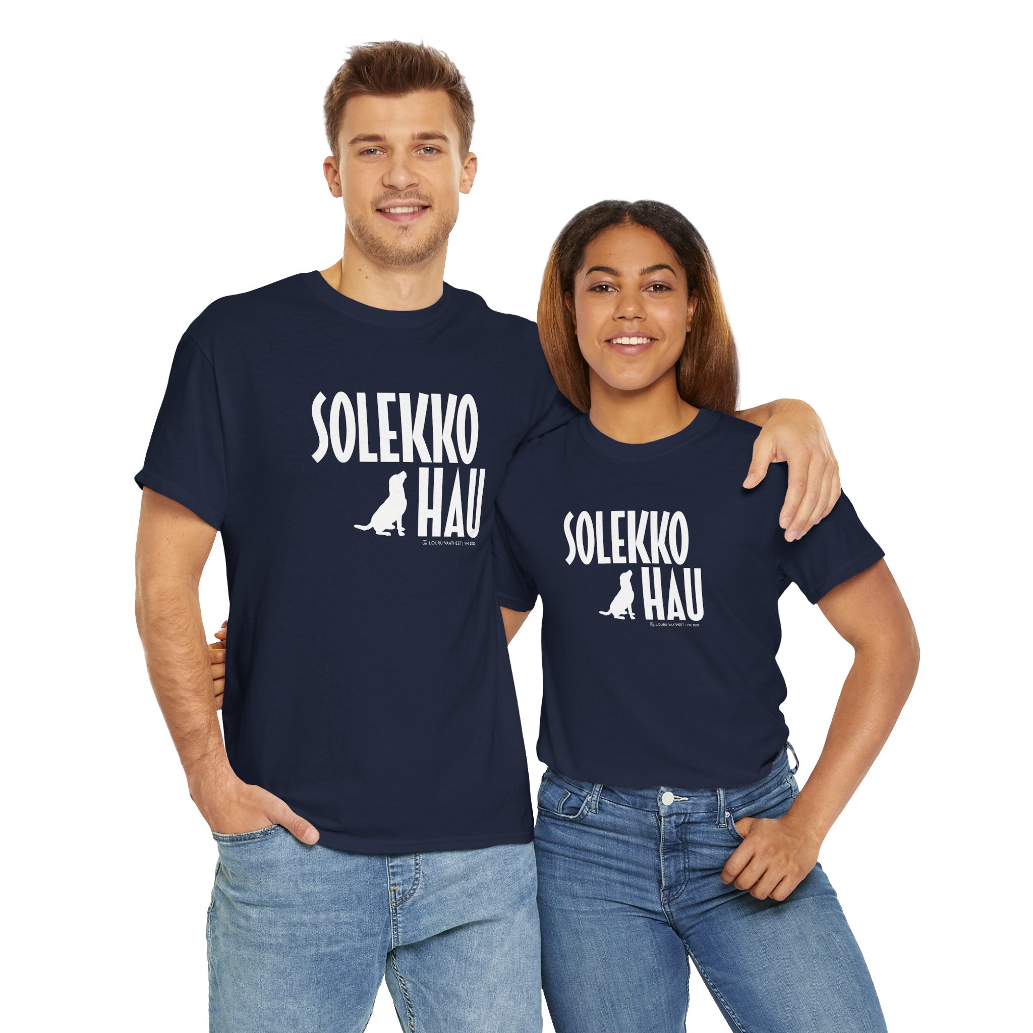 Solekko Hau t-paita, valkoinen teksti | 100% puuvillaa, unisex