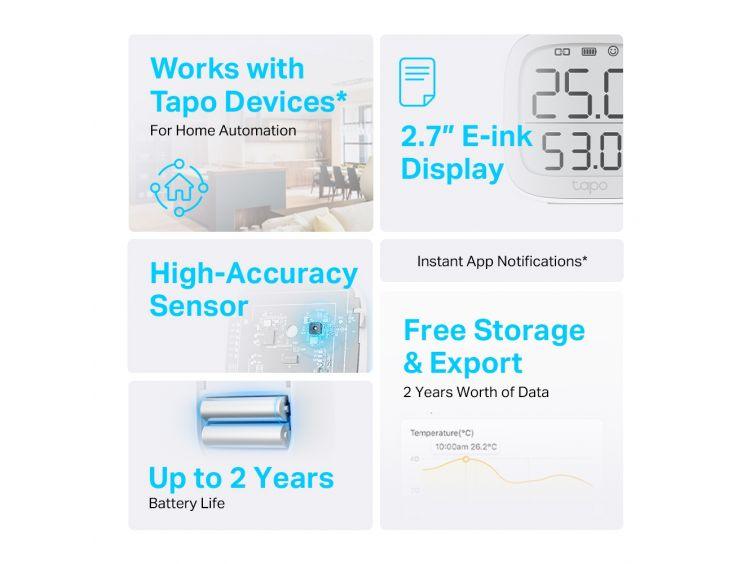 TP-LINK Tapo T315 - Älykäs lämpötila- ja kosteusmittari visuaalisella näytöllä - Lourun verkkokauppa