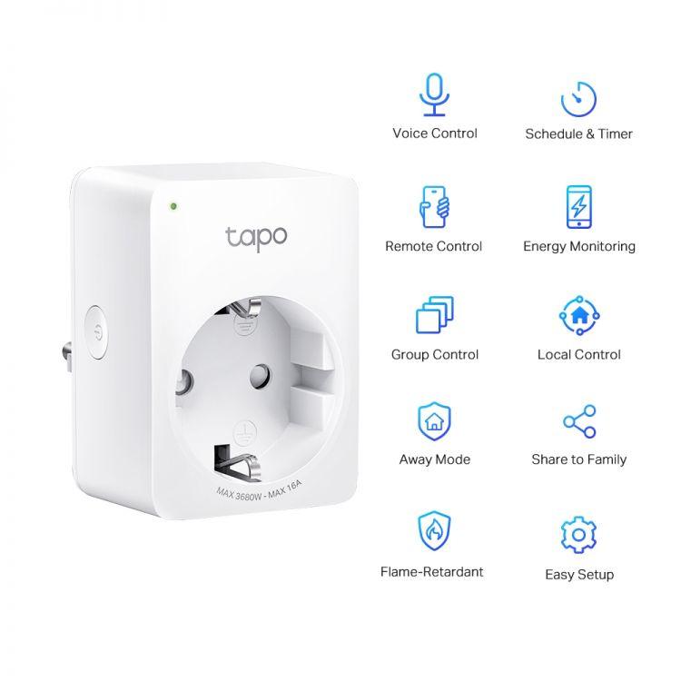 TP-LINK Tapo P110(4-Pack) Mini Smart Wi-Fi -älypistorasia, valkoinen - Lourun verkkokauppa