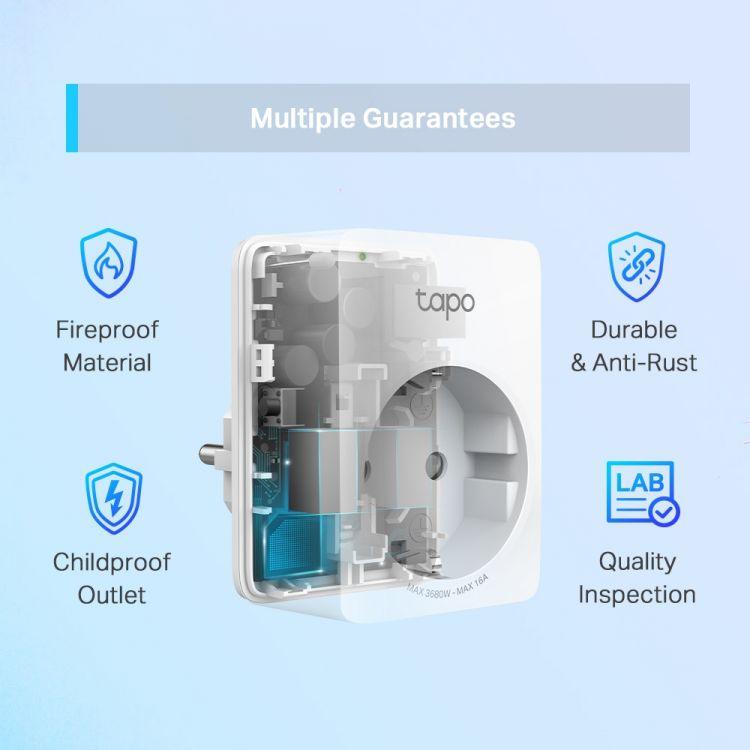 TP-LINK Tapo P110(4-Pack) Mini Smart Wi-Fi -älypistorasia, valkoinen - Lourun verkkokauppa