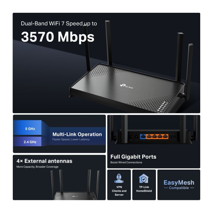 TP-LINK Archer BE220 WiFi 7 reititin
