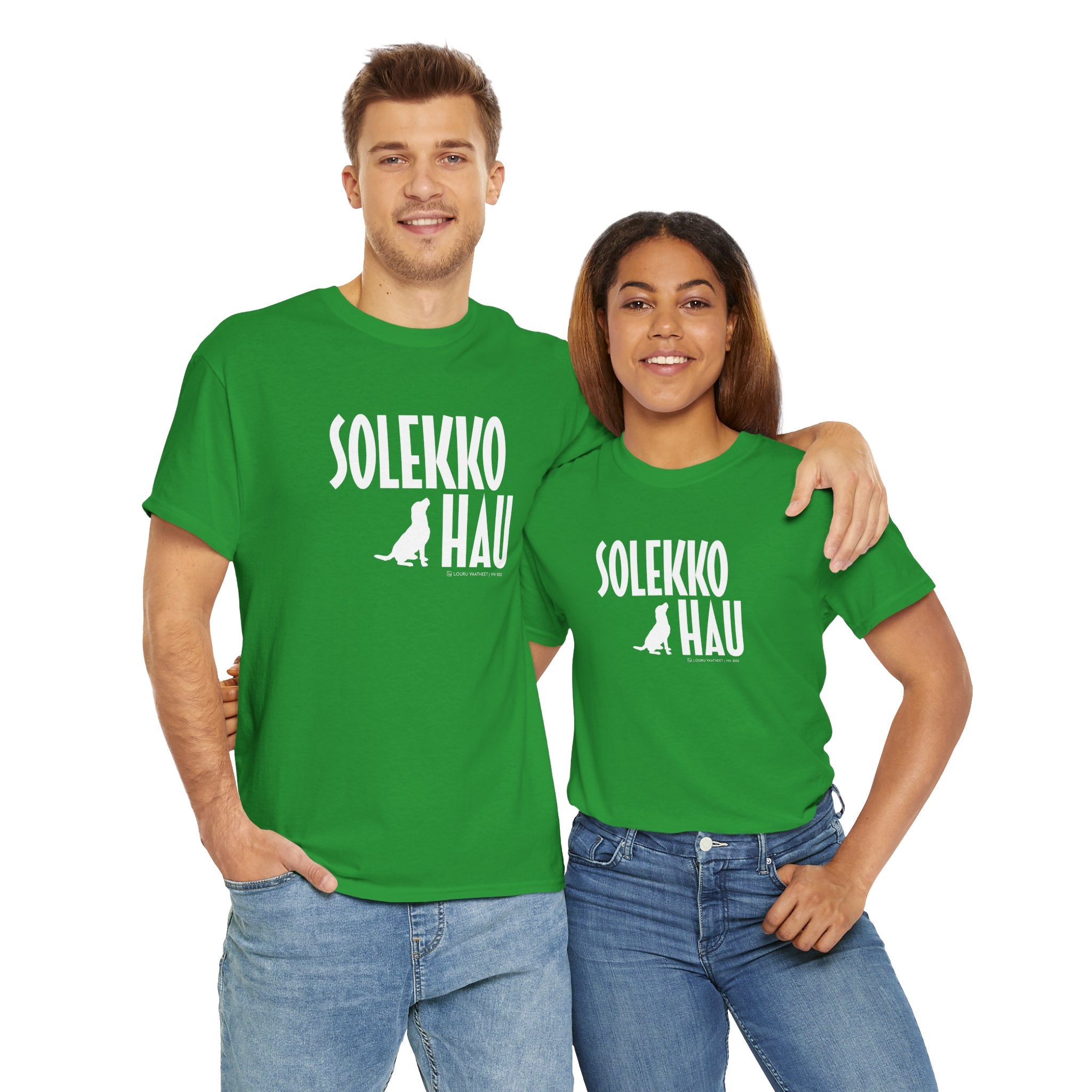 Solekko Hau t-paita, valkoinen teksti | 100% puuvillaa, unisex