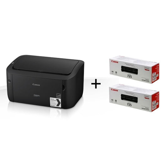 Canon LBP6030B mustavalko lasertulostin + 2 X CRG 725 tulostuskasettia