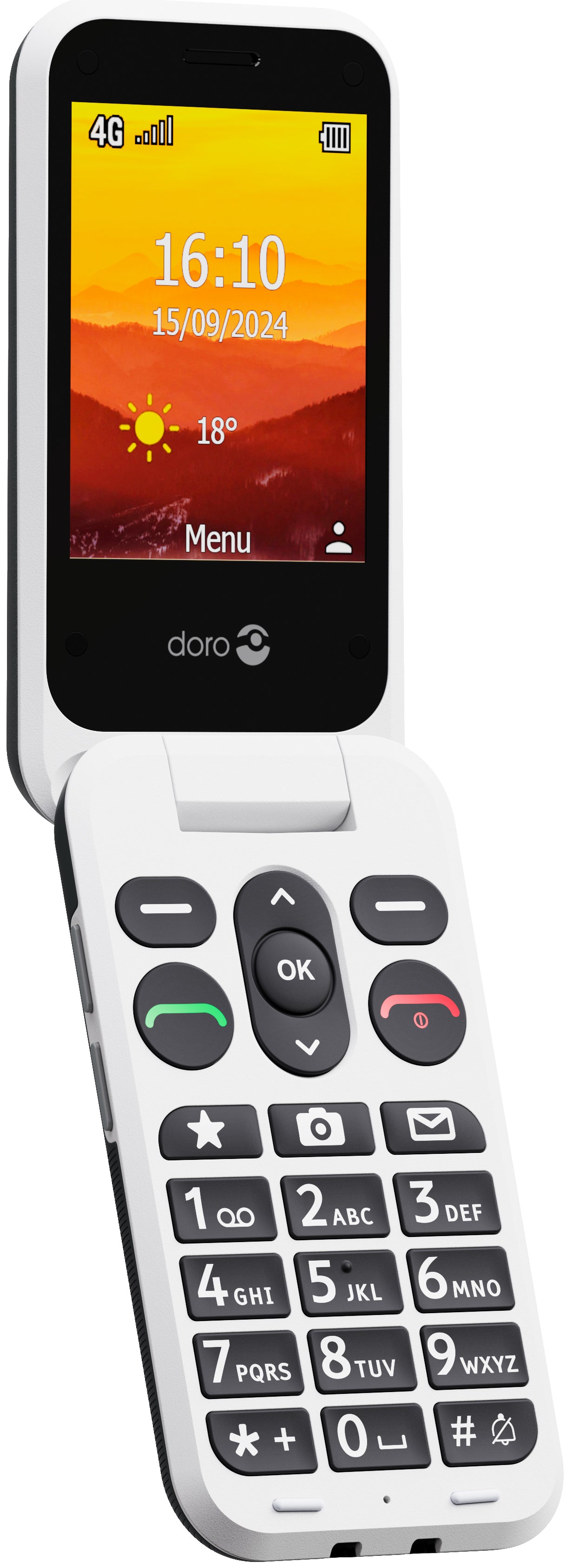 Doro Leva L21 4G puhelin, mustavalkoinen