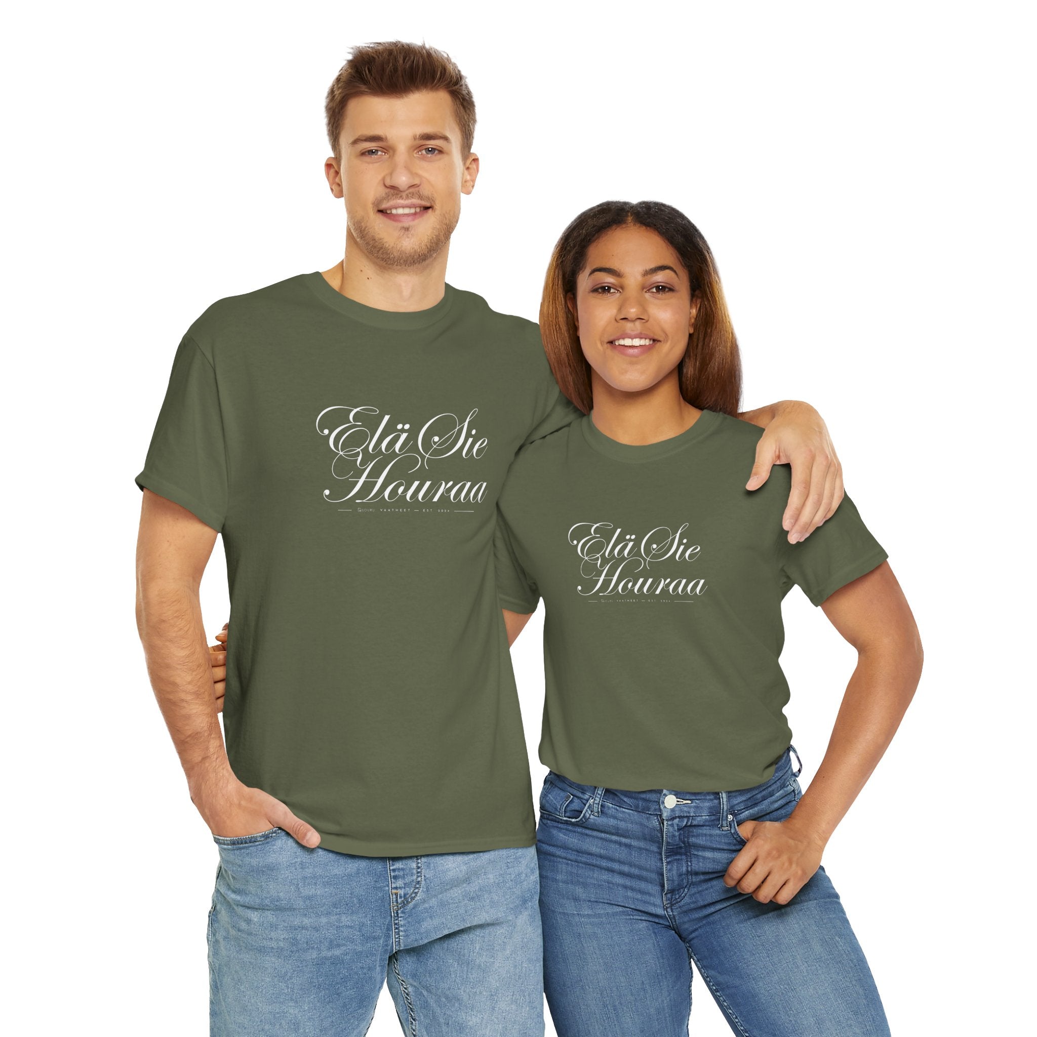 Elä sie houraa T-paita – Suomalaista huumoria luksusmuodin hengessä | 100% puuvillaa | unisex