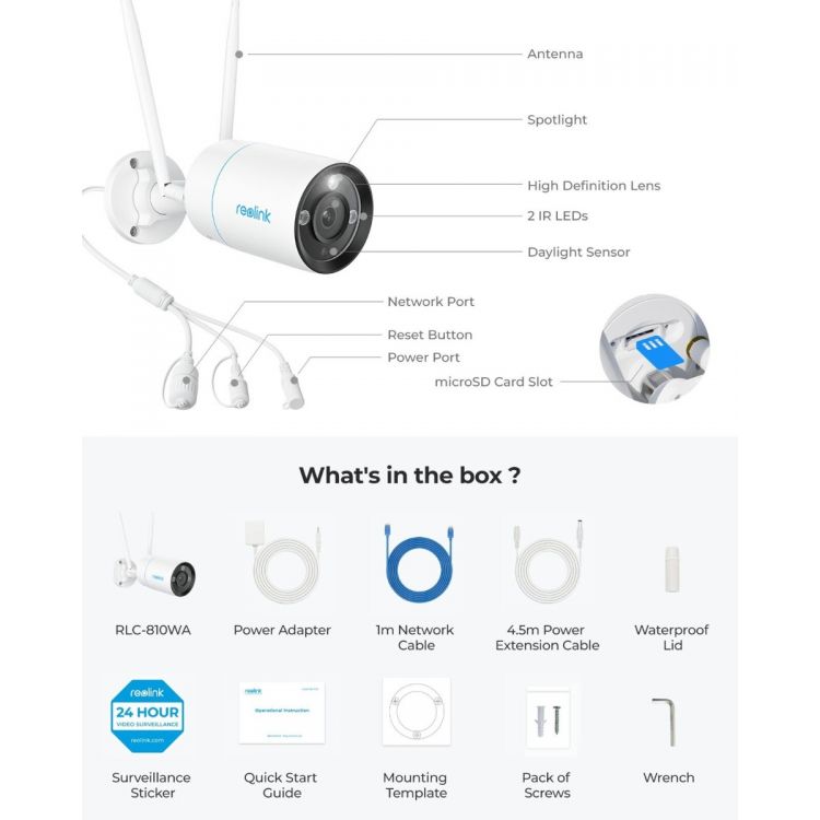 Reolink W330 8MP bullet AI WiFi 6 ulkokamera (RLC-810WA)