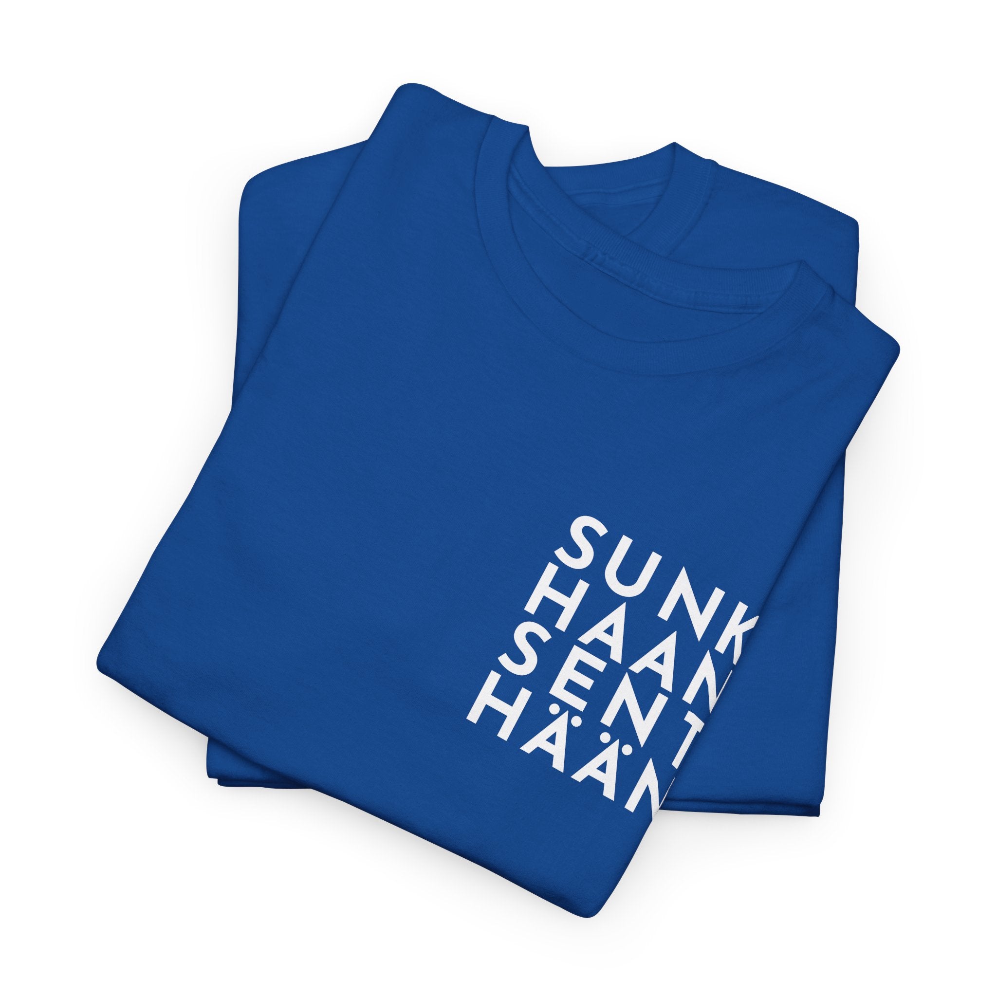 Sunkhaan Senthään t-paita, valkoinen teksti | 100% puuvillaa, unisex