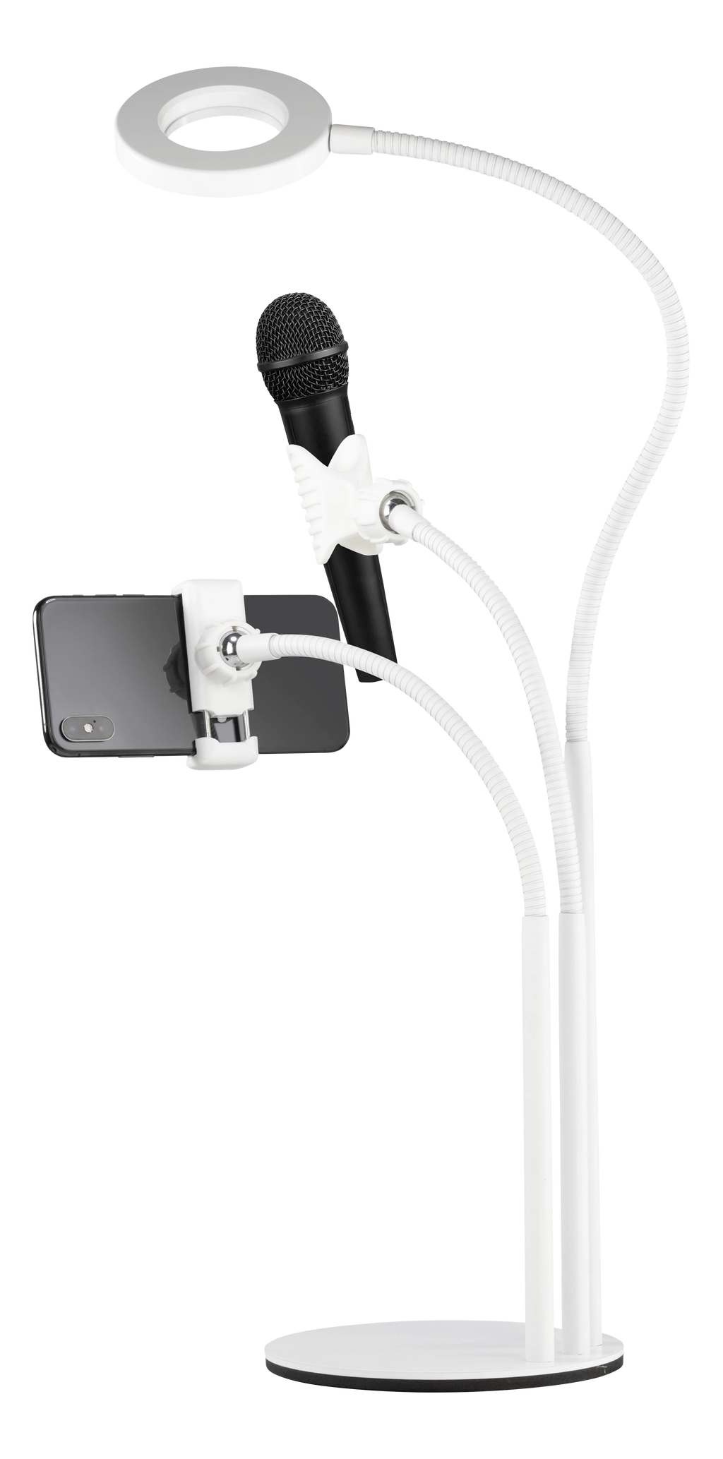 DELTACO Desk lamp, incl. phone and microphone stand, white