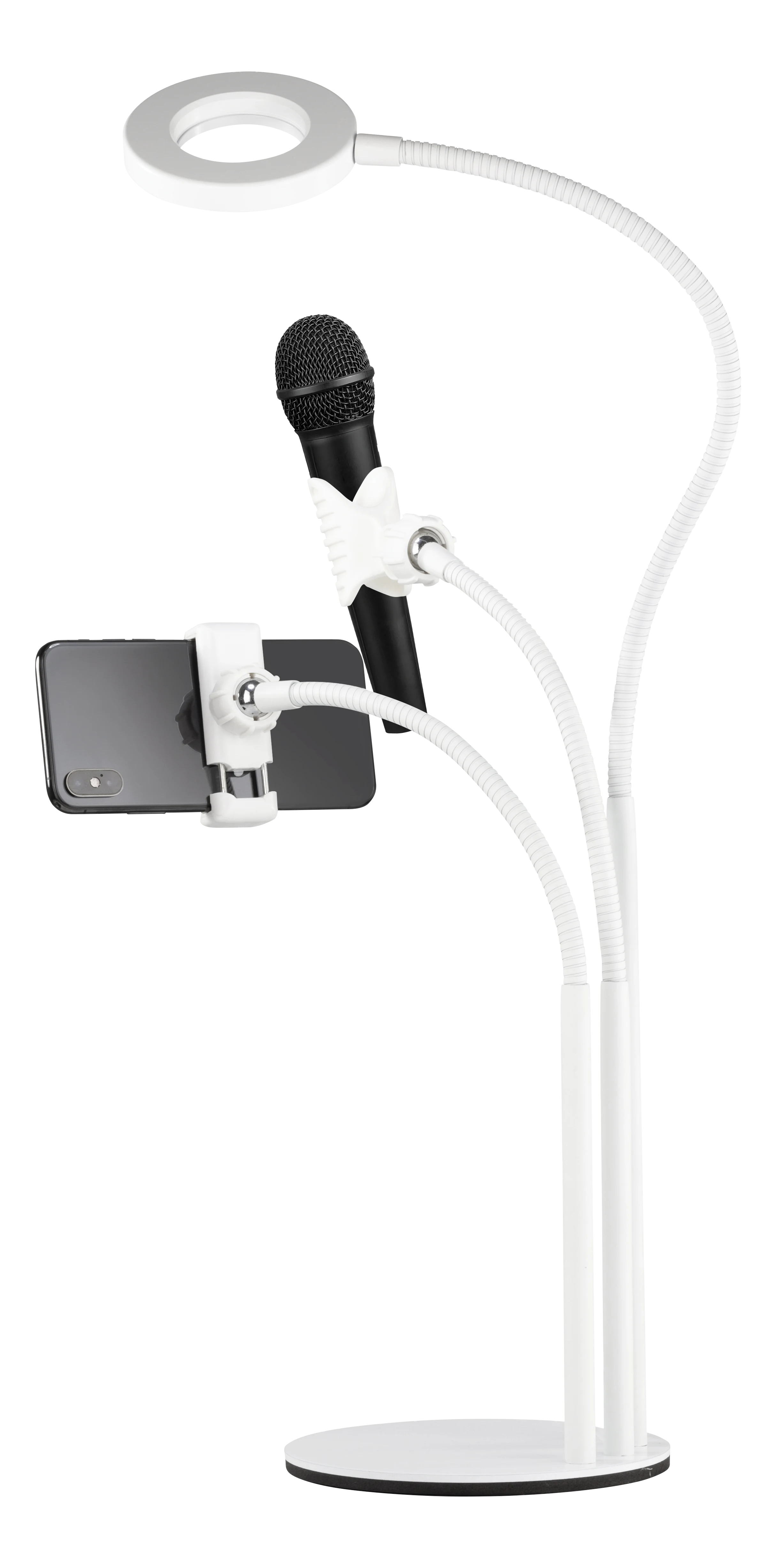 DELTACO Desk lamp, incl. phone and microphone stand, white