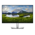 Dell Pro 24 Plus -näyttö edestä hopeisella jalustalla, näytöllä vuoristojärvimaisema