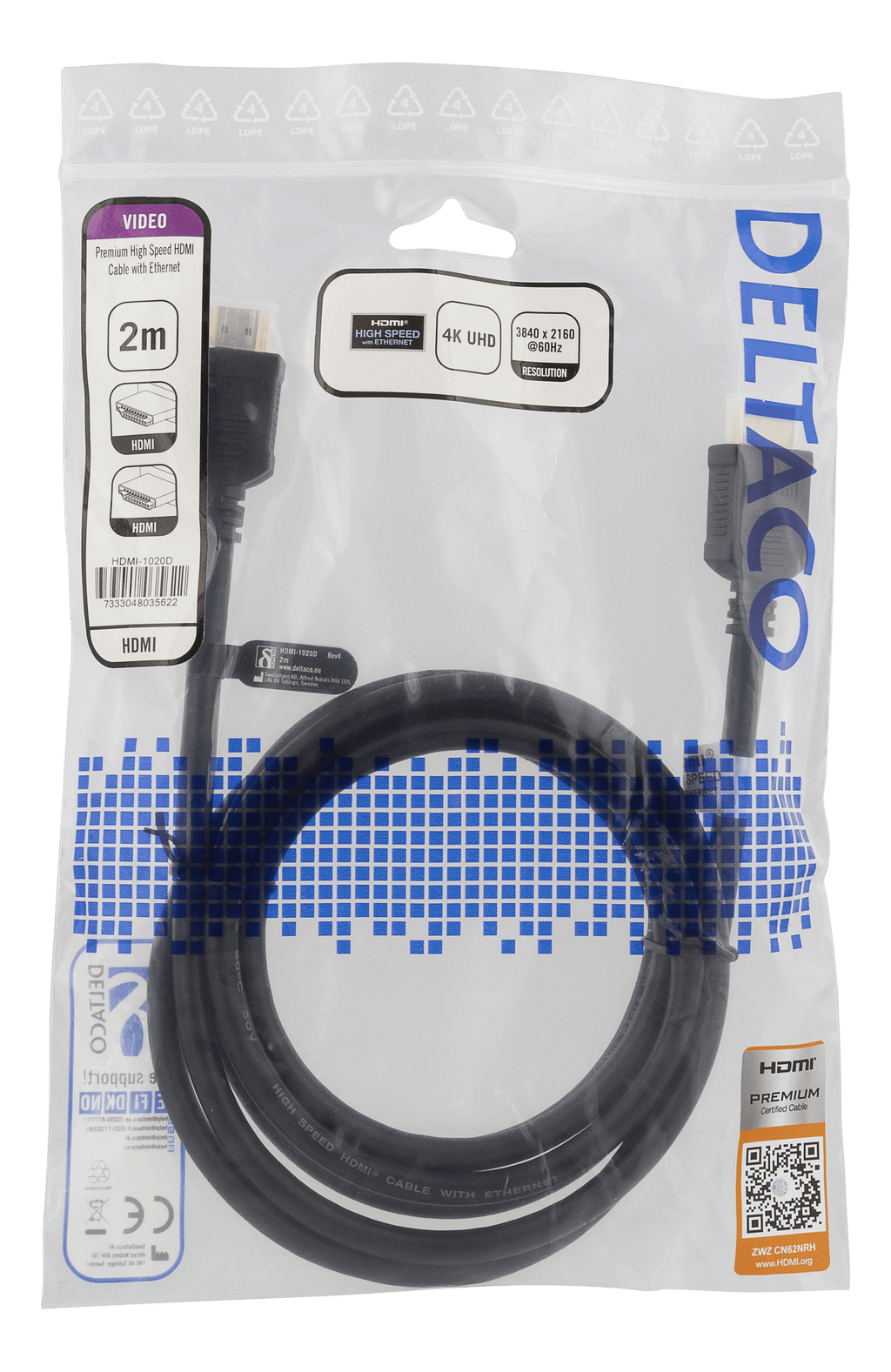 DELTACO HDMI kaapeli, 2m - Lourun verkkokauppa