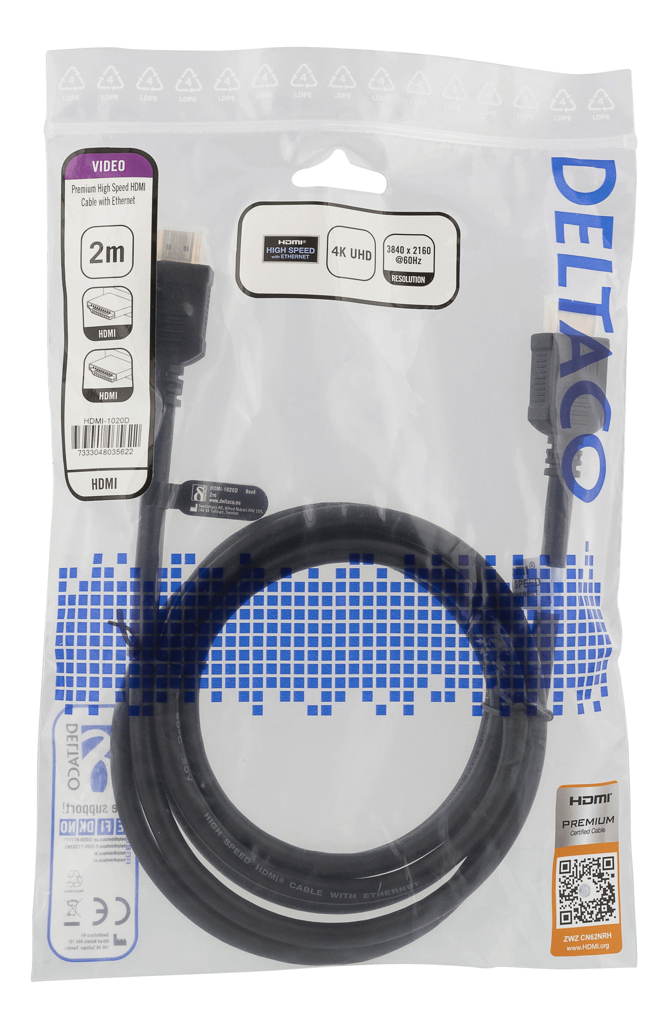 DELTACO HDMI kaapeli, 2m - Lourun verkkokauppa