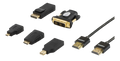 DELTACO HDMI/DisplayPort/DVI sovitinsarja, HDMI-kaapeli 2m, 4K